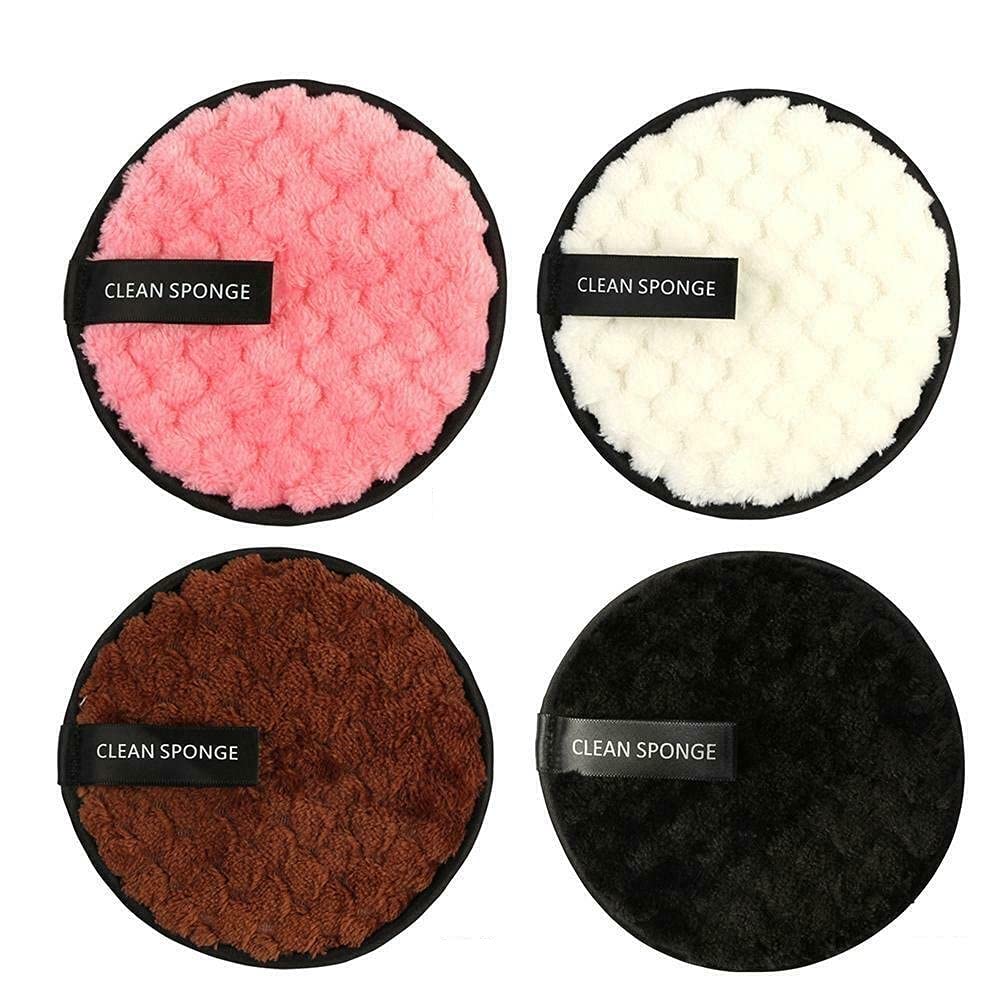 Quenchua Reusable Microfiber Makeup Remover Pads - 4pcs Pineapple Design, Gentle for Face & Eye Makeup | Eco-Friendly, Washable & Soft | Perfect for Travel, Daily Skincare & Makeup Removal Routine
