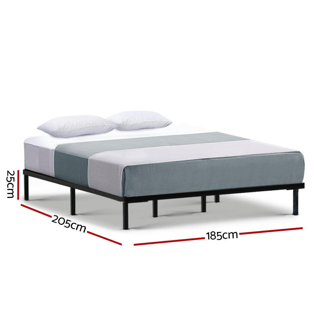 King Size Metal Bed Frame with Black Finish & Normay Pillow Top Medium Firm Mattress Set - Perfect for Master Bedroom, Guest Room, or Dormitory
