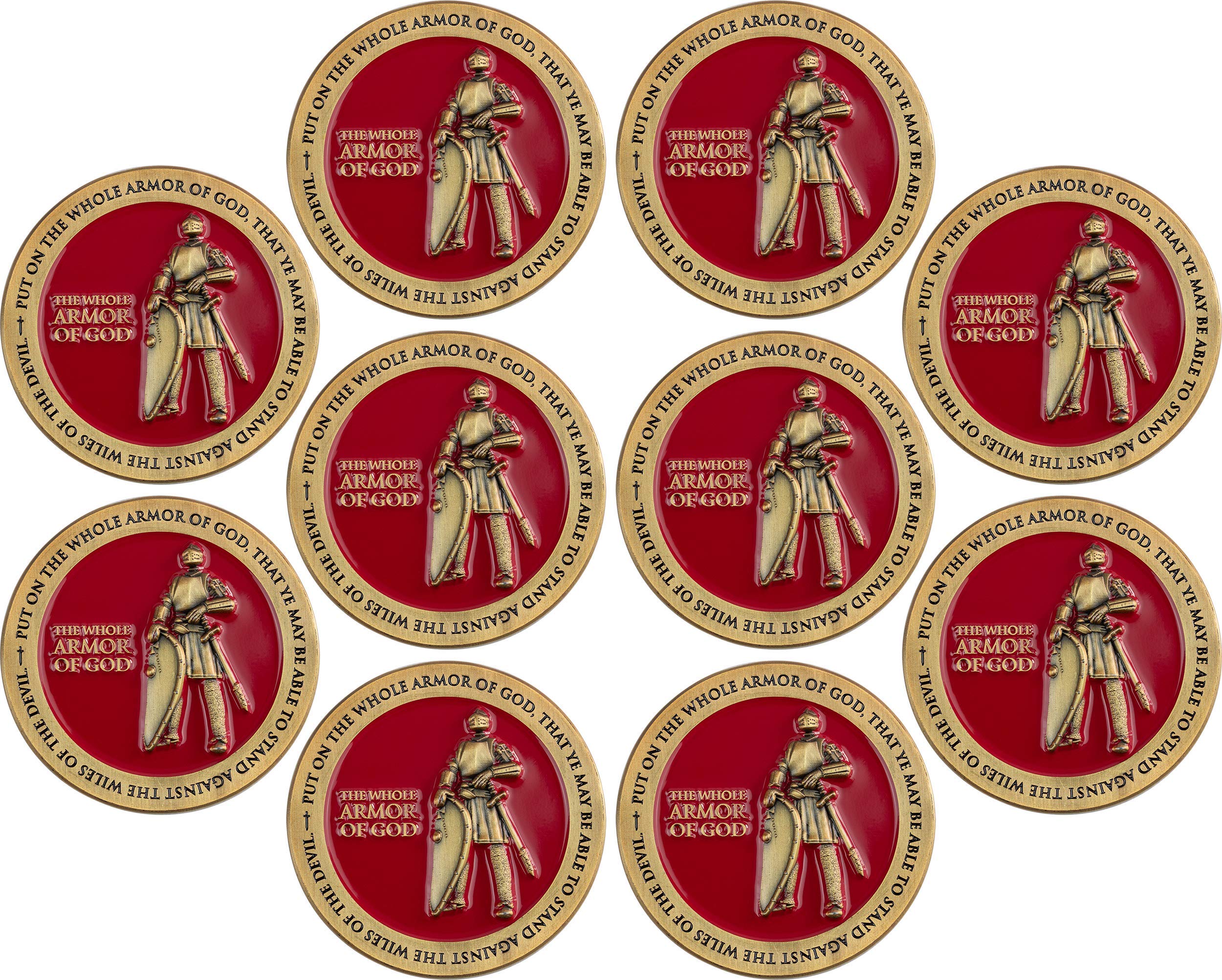Bulk Pack of 10 Armor of God Challenge Coins - Bible Study & Youth Groups Gift