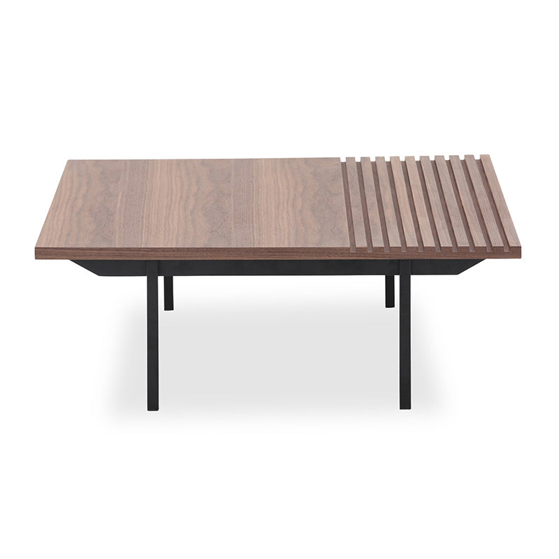 TOZZI 32-Inch Square Coffee Table - Walnut & Black Finish - Modern Living Room Center Table for Home Decor & Small Space Furniture