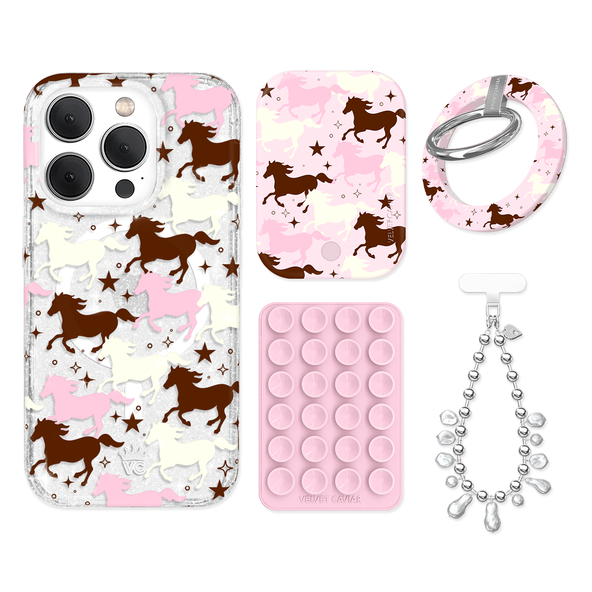 Pink Pony Glitter iPhone Case with Grip - Cute Sparkly Phone Cover for iPhone 13/14/15 Pro Max - Perfect for Girls, Teens, Women | Great for Everyday Use, Parties & Gifts