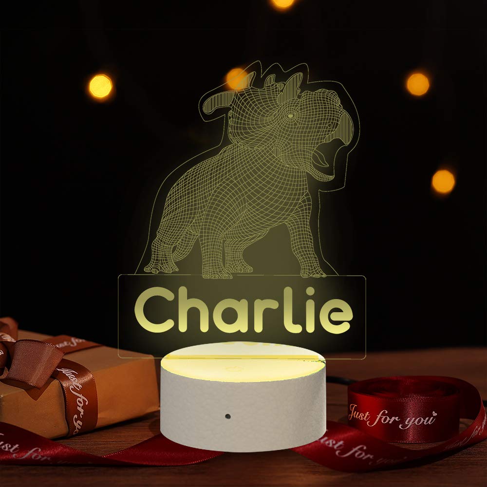 Custom 3D Dinosaur Night Light with Name Engraving - Multicolor LED Desk Lamp for Kids | Perfect Dinosaur-Themed Birthday & Christmas Gift for Boys & Girls | Bedside Decor for Bedroom, Nursery & Living Room