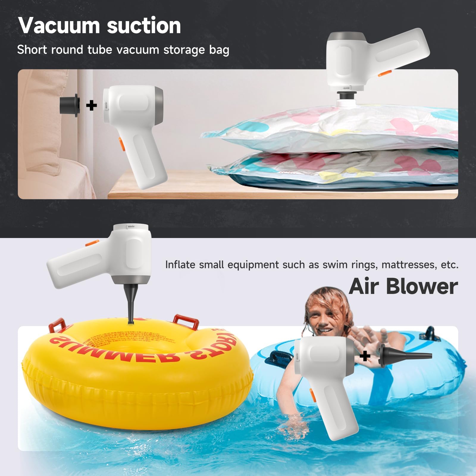 Powerful 8000PA Cordless Handheld Vacuum Cleaner - 3-in-1 Mini Vacuum for Car, Keyboard & Home - Rechargeable Dust Buster with Air Blower & Hand Pump (White) | Perfect for Cleaning Vehicles, Electronics & Inflating Small Items