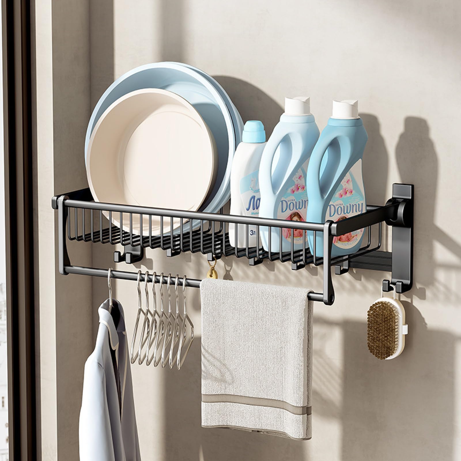 Foldable Bathroom Towel Rack & Shelf - 50cm Wall-Mounted Storage Organizer for Towels, Robes & Bathroom Essentials | Space-Saving Solution for Small Bathrooms & Laundry Rooms