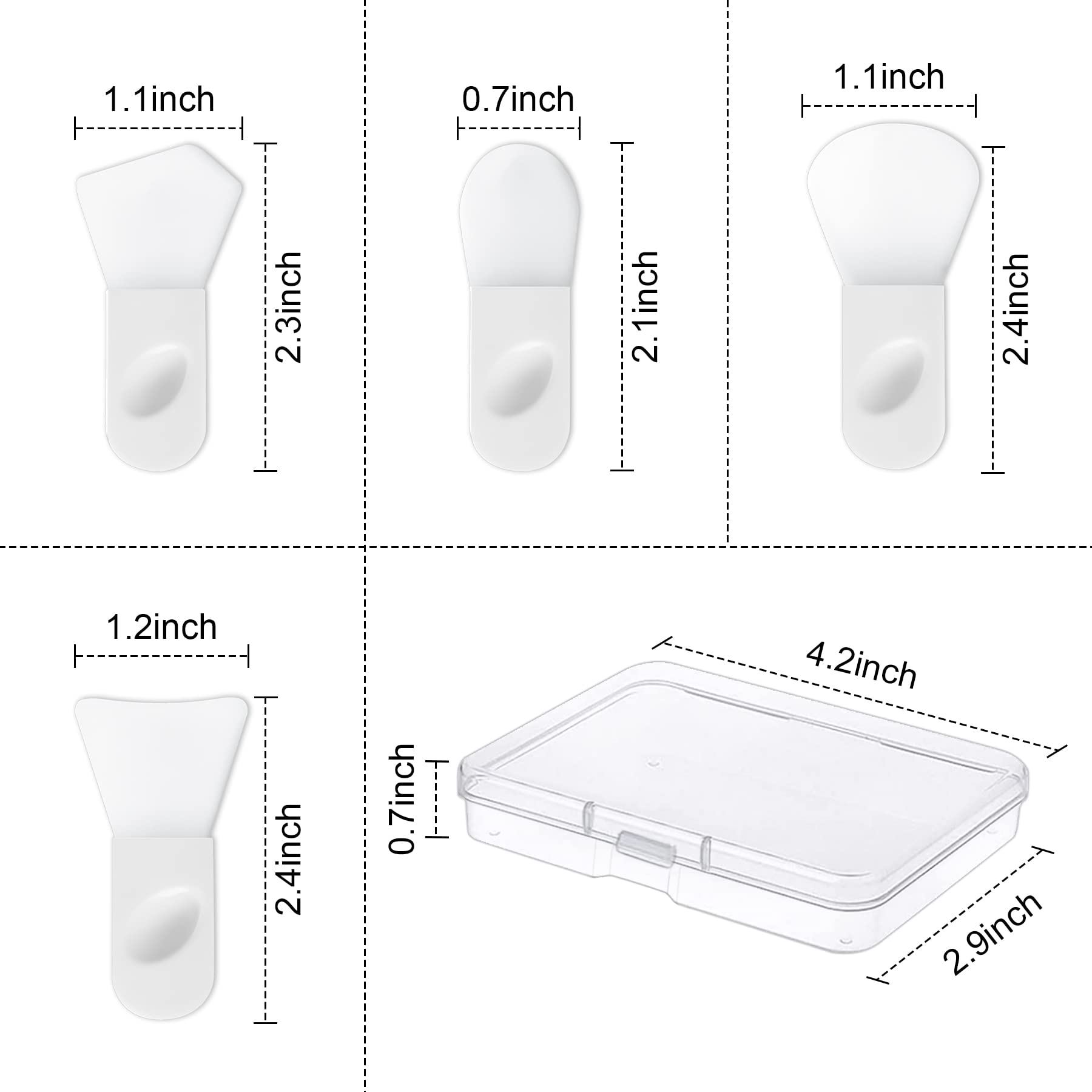 4PCS Silicone Face Mask Applicator Brushes - Soft Makeup Spatula for Cosmetic, Mud, Clay & Eye Masks | Portable Skincare Tool for Face & Body Lotion Application | Perfect for At-Home Spa & Professional Salon Use