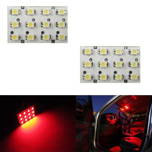 2 Pack Brilliant Red 12 SMD LED Panel Lights - Super Bright Interior Car Lights for Map/Dome/Door/Trunk - Perfect for Night Driving & Vehicle Customization