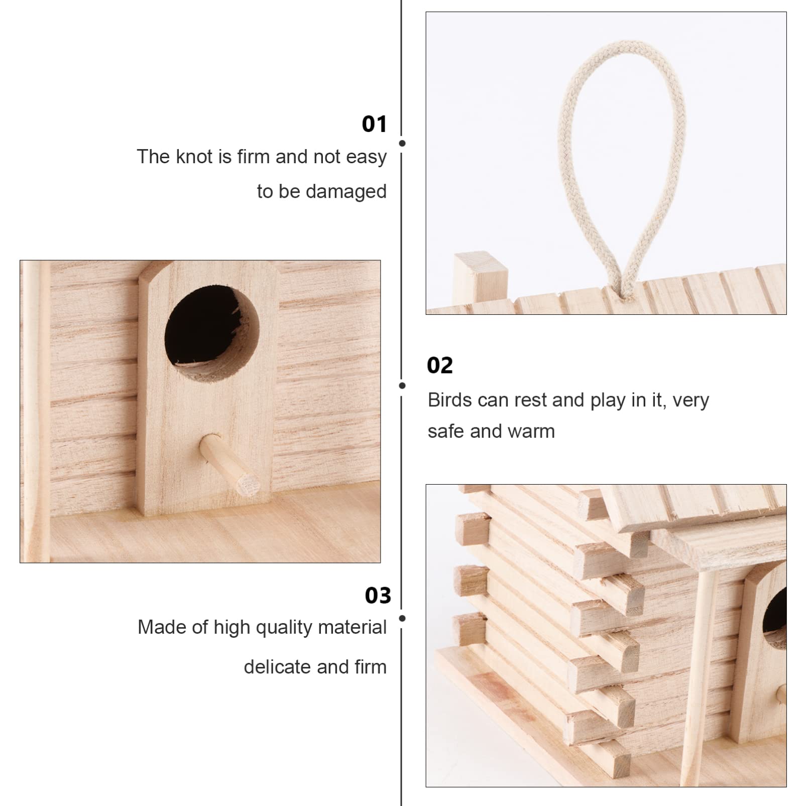 VOSAREA Handmade Wooden Bird House - Outdoor Hanging Decorative Nest Box for Garden, Patio & Backyard | Attracts Wild Birds, Perfect for Bird Watching & Nature Decor