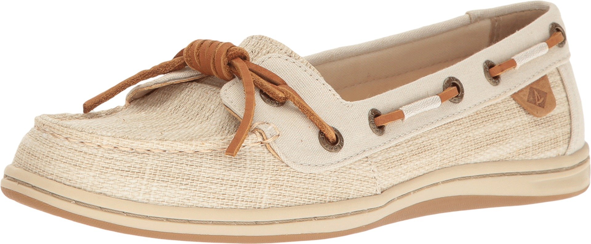 Sperry Women's Barrelfish Heavy Linen Ivory Oxford Shoes - Comfortable Boat Shoes for Women, Casual Slip-On Walking Shoes with Non-Slip Sole | Perfect for Sailing, Beach, and Everyday Wear