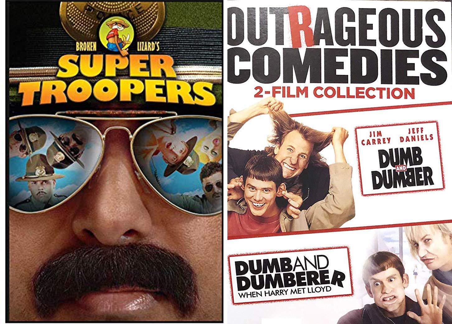 Jim Carrey & Jeff Daniels Comedy Movie Bundle - Dumb and Dumber Trilogy + Super Troopers | Outrageous Funny Films Collection | Perfect for Movie Nights & Gifts