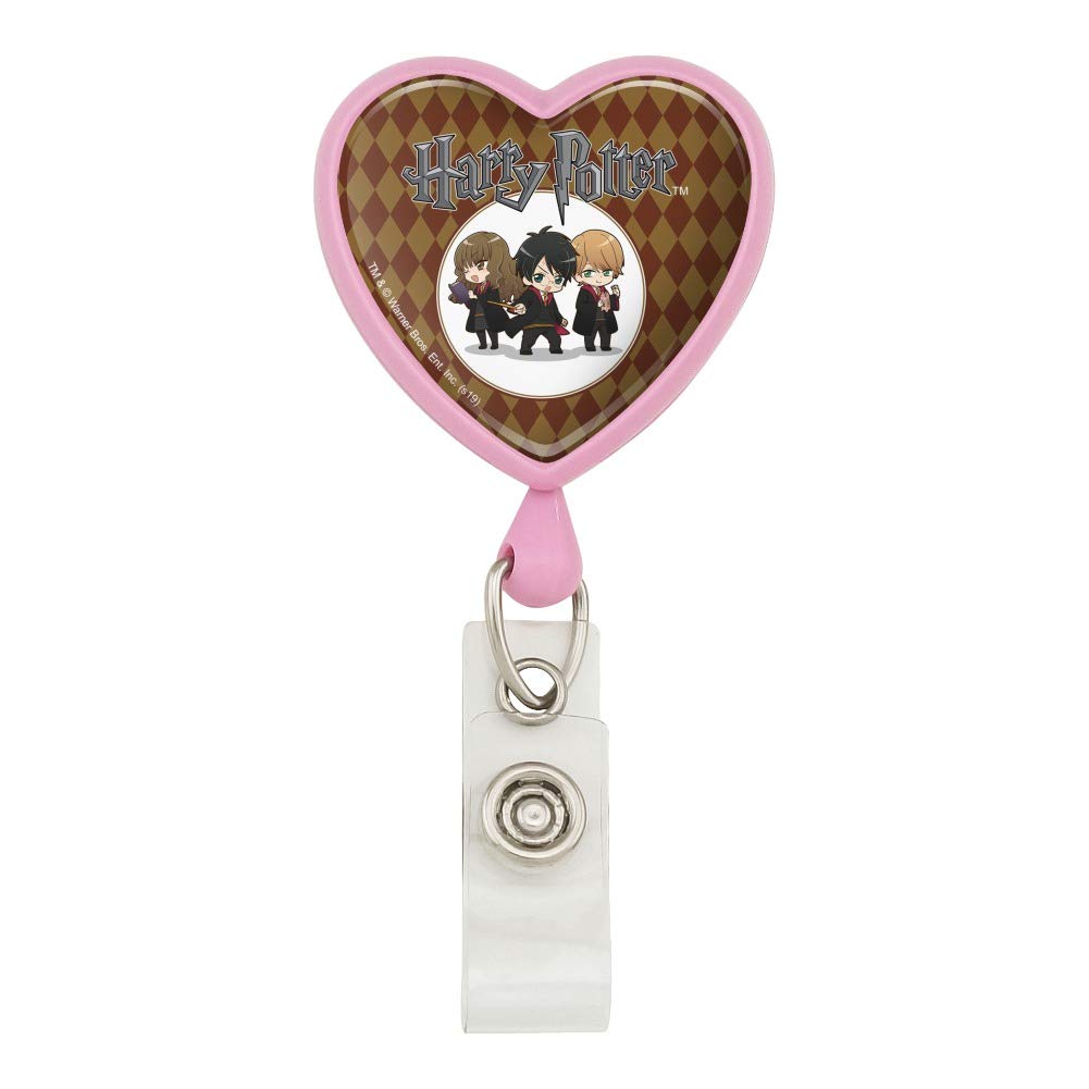 Harry Potter Anime Character Heart Lanyard - Retractable ID Badge Holder for Work, School & Events | Cute Kawaii Card Reel for Teachers, Nurses & Fans