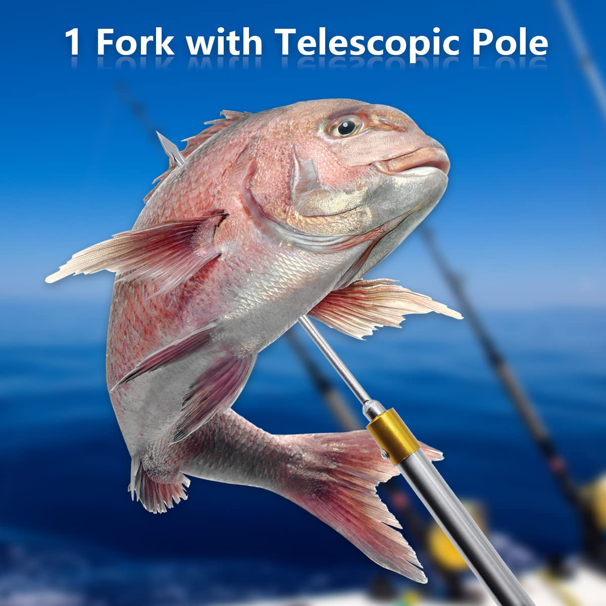 Telescopic Fish Gaff with 1-5 Teeth - Stainless Steel Fishing Spear for Saltwater, Ice Fishing & Hunting | Perfect for Catching Fish, Frog, and Mole | Portable & Durable for Outdoor Adventures
