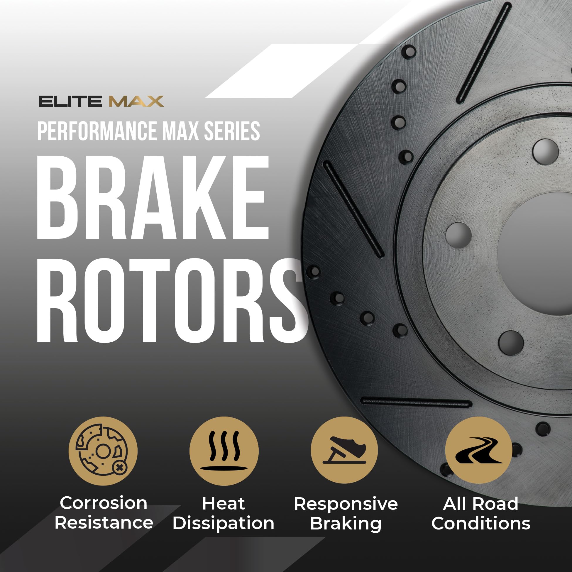 Max Advanced Rear Brake Kit for 2000-2001 Toyota Camry & Solara - Drilled & Slotted Black Coated Rotors with Ceramic Pads | High-Performance Braking for Daily Commutes & Highway Driving