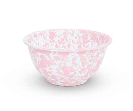 Pink Marble Enamelware Bowls Set of 4 - 14 oz Small Porcelain Dishes for Dessert, Salad, Soup & Ice Cream - Vintage Style Kitchenware for Home & Restaurant Use