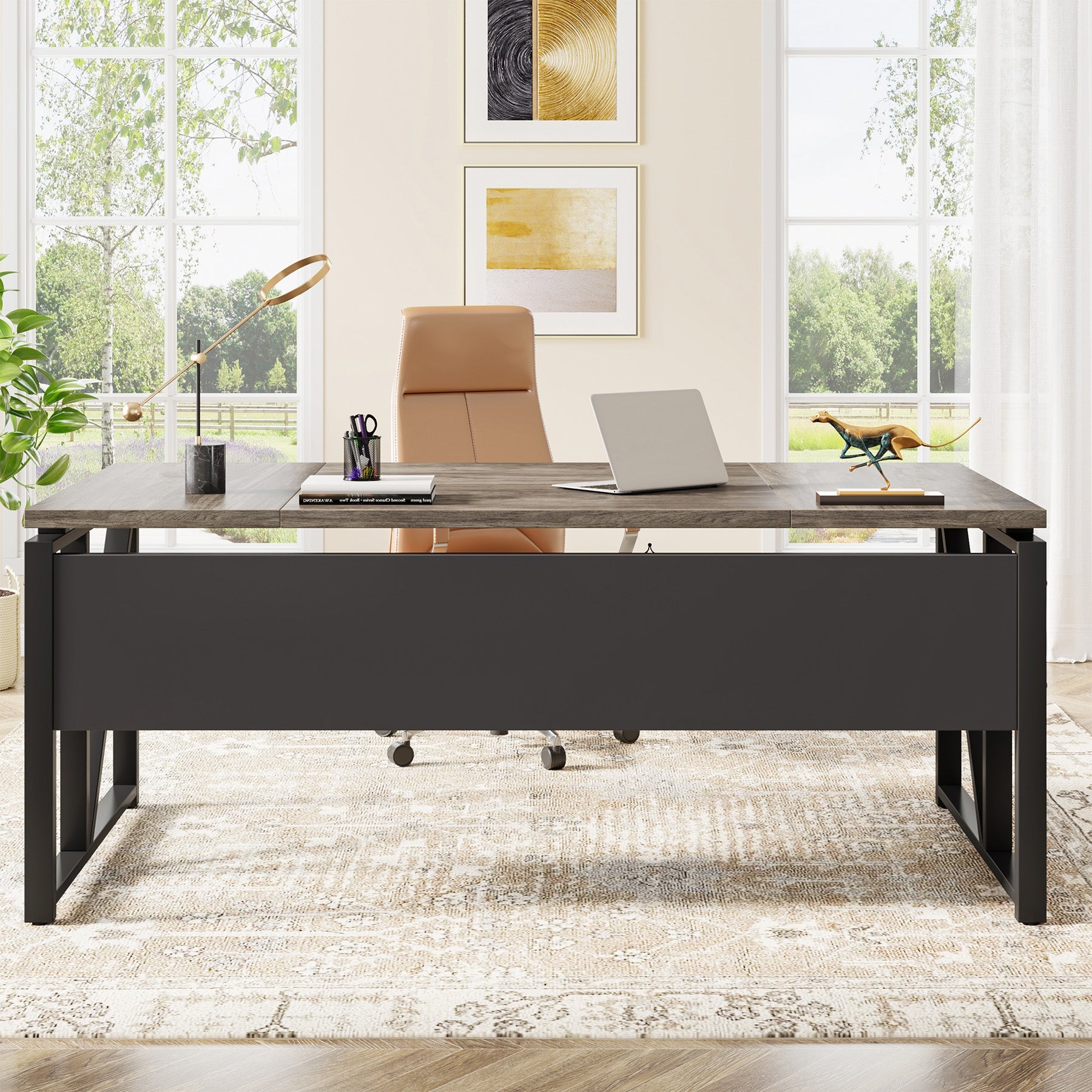 55/63 Inch Computer Desk with Storage Shelf - Sturdy Writing Table for Home Office, Gaming & Study - Perfect for Small Spaces & Workspaces