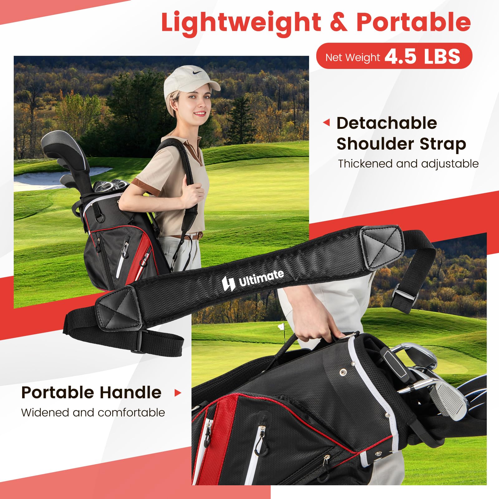 Tangkula 14-Way Golf Cart Bag - Lightweight Golf Club Organizer with 9 Pockets, Cooler Compartment, Umbrella Holder & Rain Hood - Durable Dual Strap Carry Bag for Men & Women - Perfect for Golf Courses, Driving Ranges & Country Clubs
