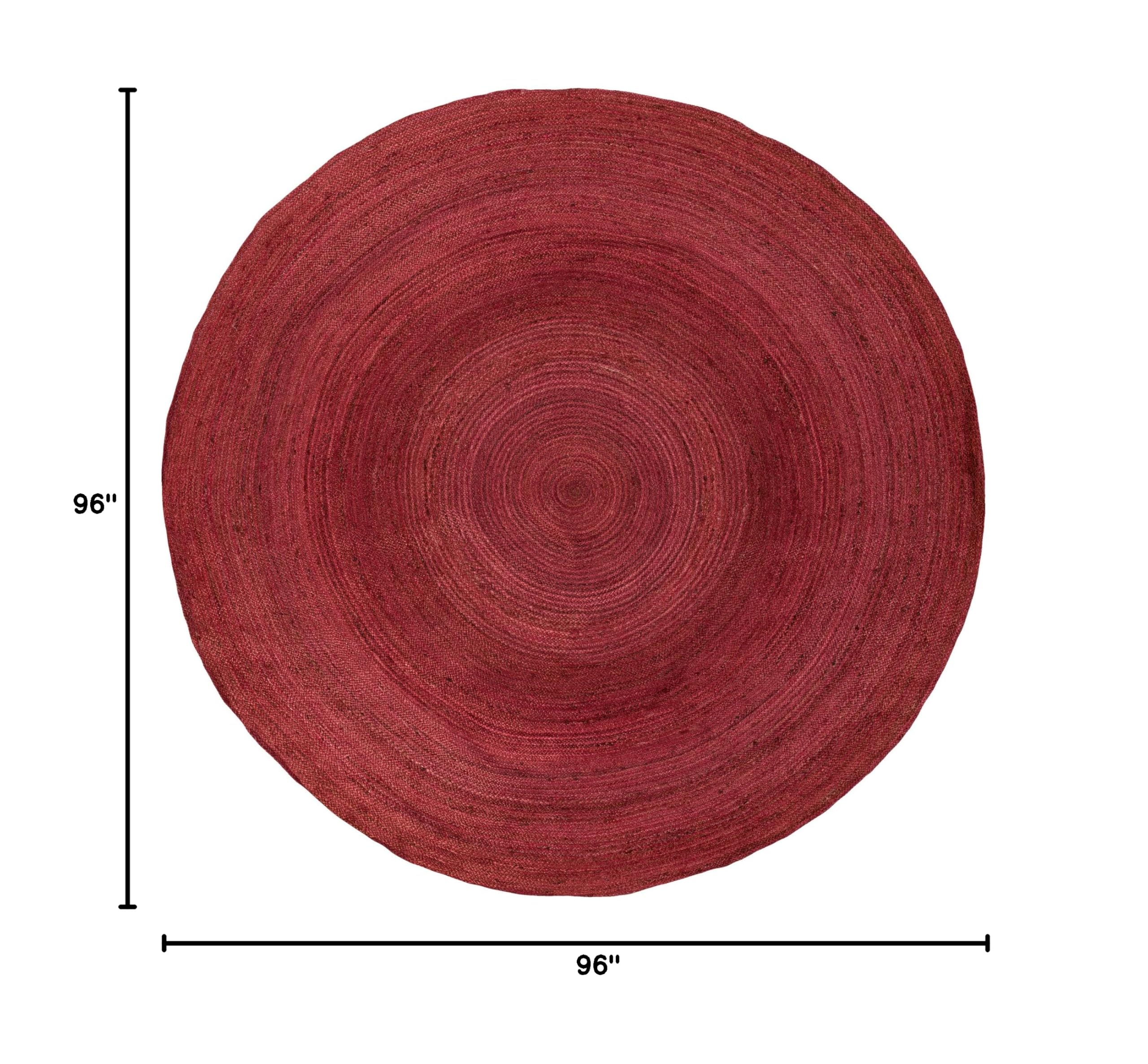 Premium Surya Brice 8' Round Burgundy Area Rug - Soft & Durable Handwoven Modern Decor for Living Room, Bedroom, or Office