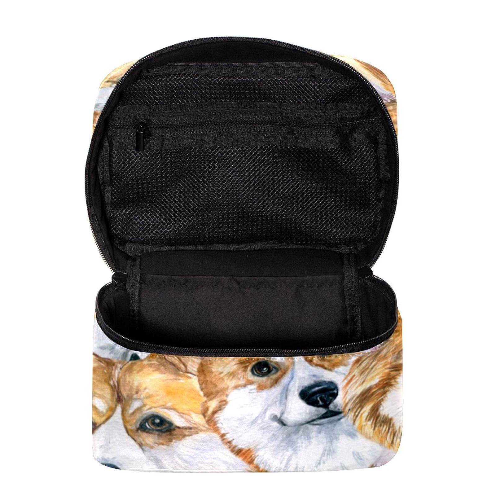 Stylish Dog Pattern Large Travel Makeup Bag - Cute Puppy Cosmetic Organizer with Zipper for Women & Girls | Perfect for Travel, Gym & Daily Essentials Storage
