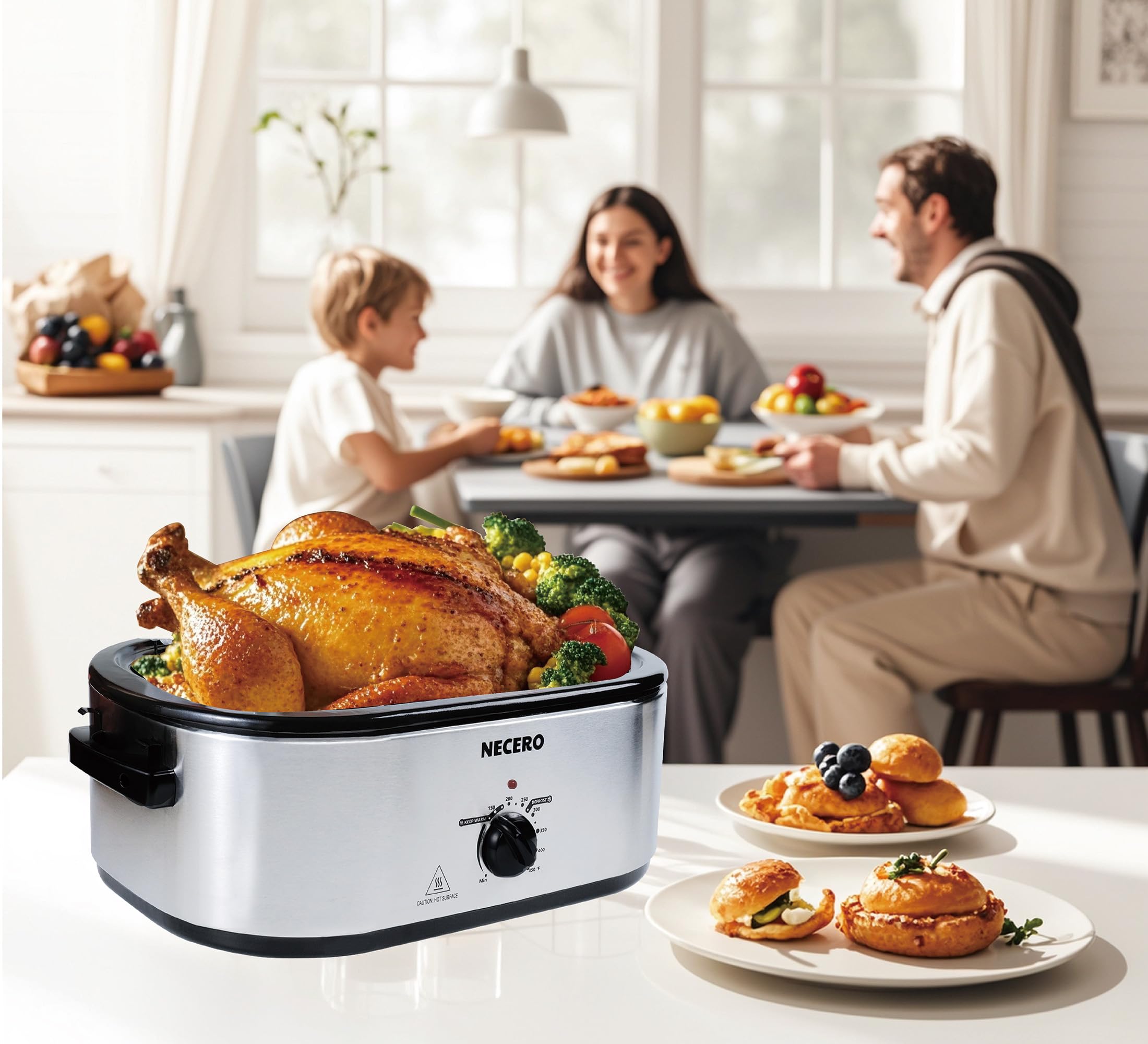 24Qt Electric Roaster Oven with Glass Lid & Removable Pan - Large Turkey Roaster with Temperature Control & Cooking Rack - Perfect for Holiday Meals, Slow Cooking, and Family Gatherings
