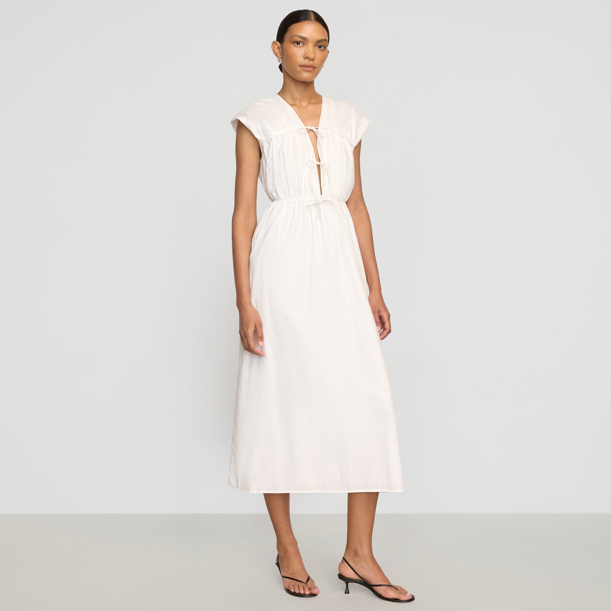 Shreya Women's Tie Front Organic Cotton Dress - Casual Summer Boho Maxi Dress for Beach, Vacation & Outdoor Wear