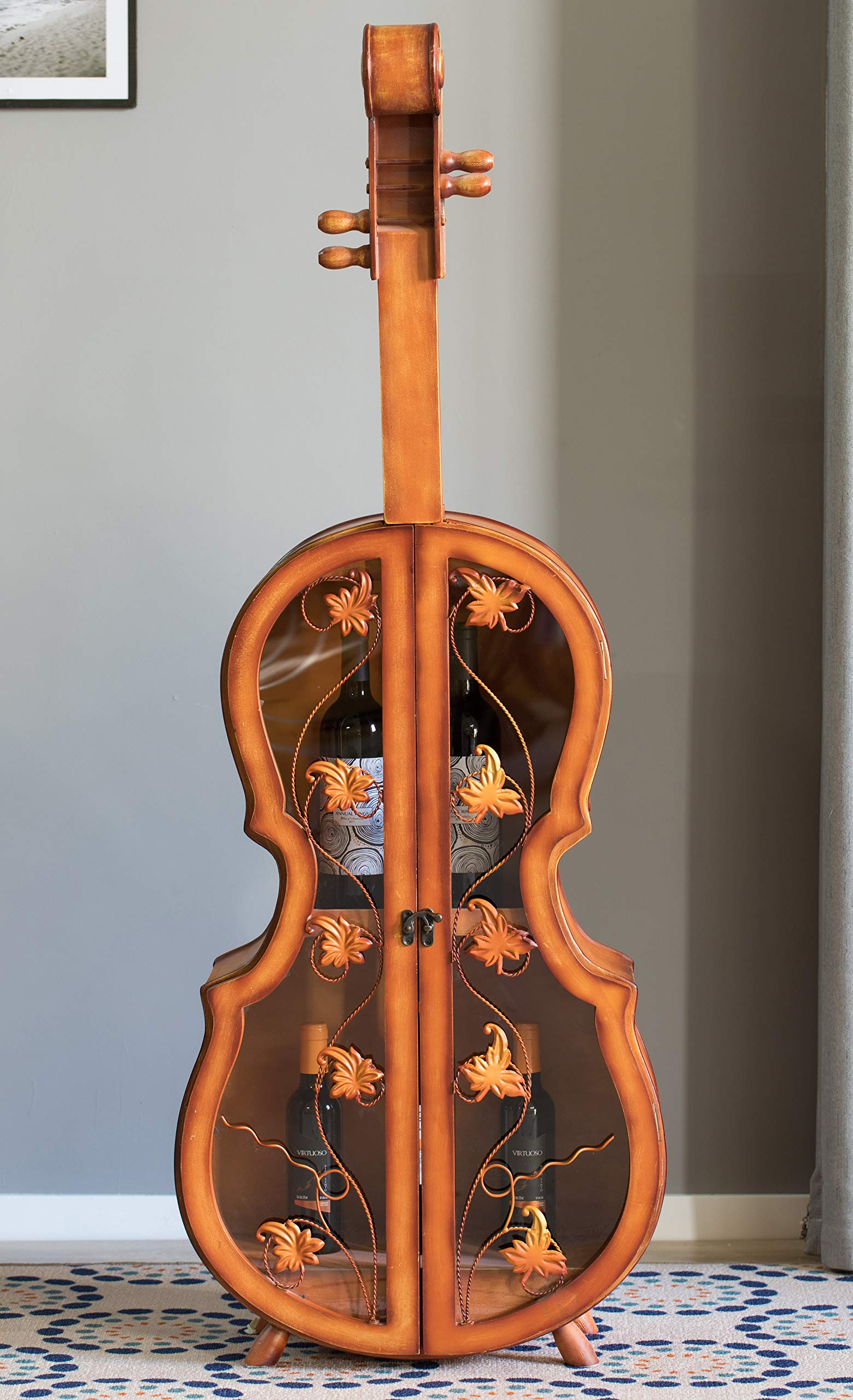 4.5 Feet Tall Violin-Shaped Cabinet with 2 Shelves & Clear Acrylic Double Doors - Perfect for Displaying Collectibles, Instruments, or Home Decor