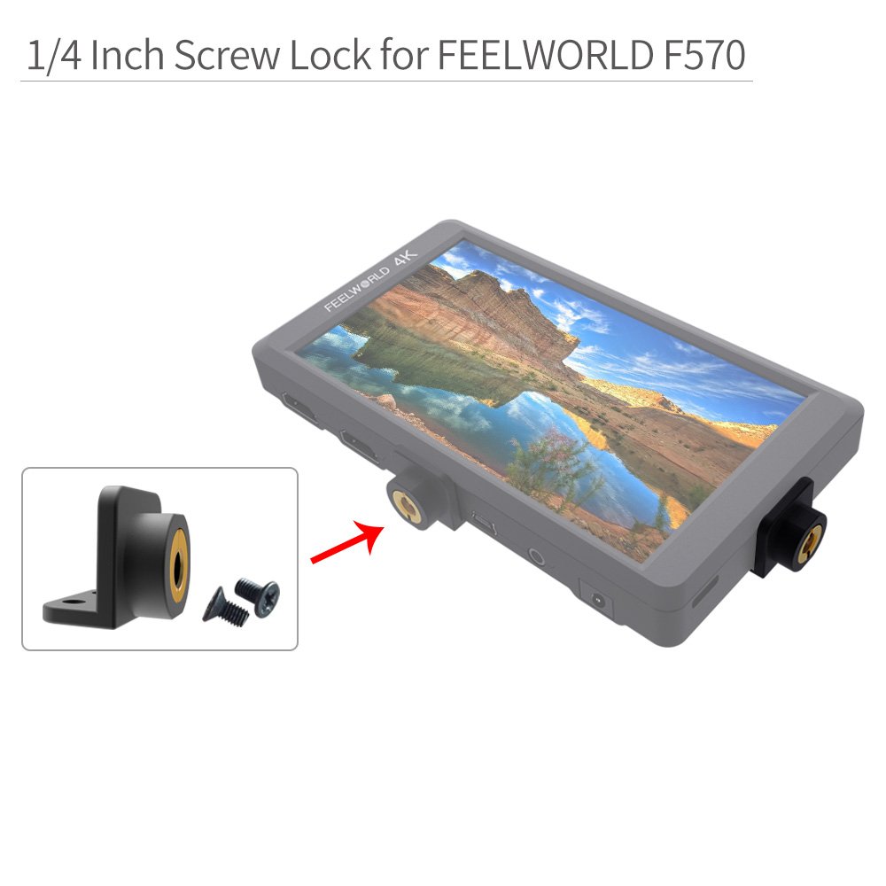 Feelworld 1/4 Inch Screw Lock Mount - Universal Camera & Stabilizer Mounting Point for Field Monitors (F5, FW568, S55, F450, F550, F570, FW450) - Perfect for DSLR, Mirrorless & Video Rig Setups