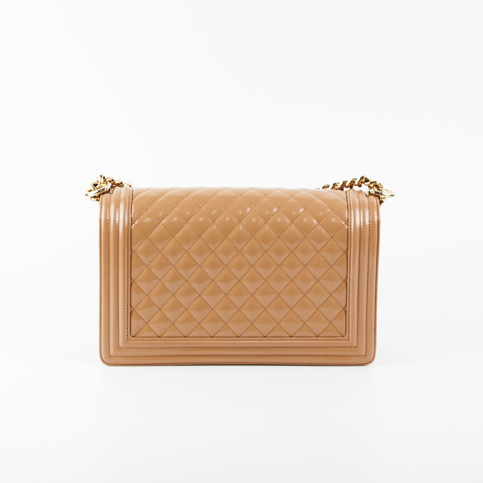 Chanel New Medium Boy Bag in Dark Beige Iridescent Patent Leather - Luxury Crossbody Bag for Women, Perfect for Evening Parties & Date Nights