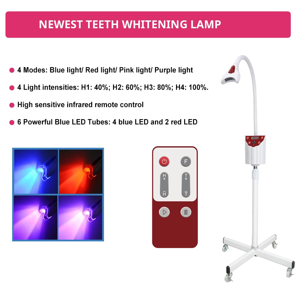 2023 Latest LED Teeth Whitening Kit with 4 Colors, Remote Control, Adjustable Light Intensities & Cold Bleaching Technology – Fast 3-5 Day Delivery | Perfect for Home Use, Travel, and Professional Dental Care