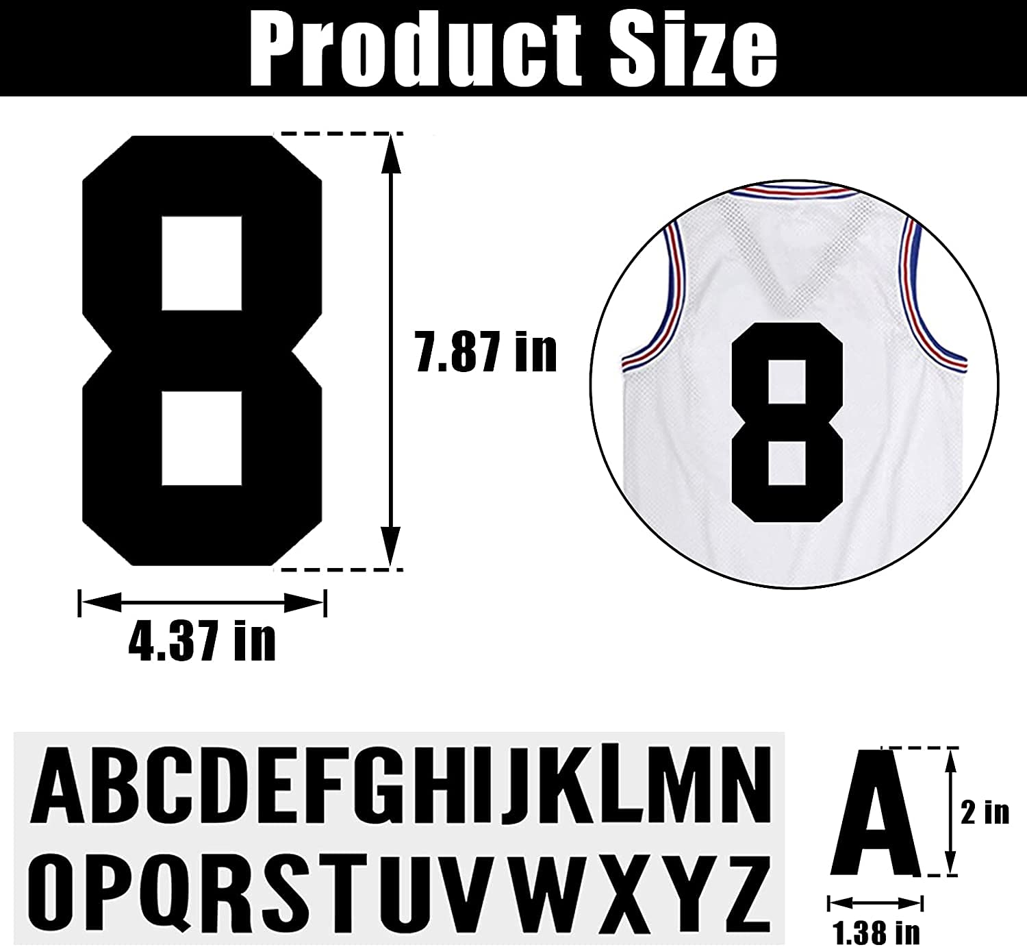 147 Pcs Iron on Numbers & Letters for T-Shirts - 8 Inch Heat Transfer Numbers 0-9 & 2 Inch Letters - DIY Team Uniforms, Sports Jerseys, Craft Decor (Black) - Perfect for Football, Basketball, Soccer & Custom Apparel Projects