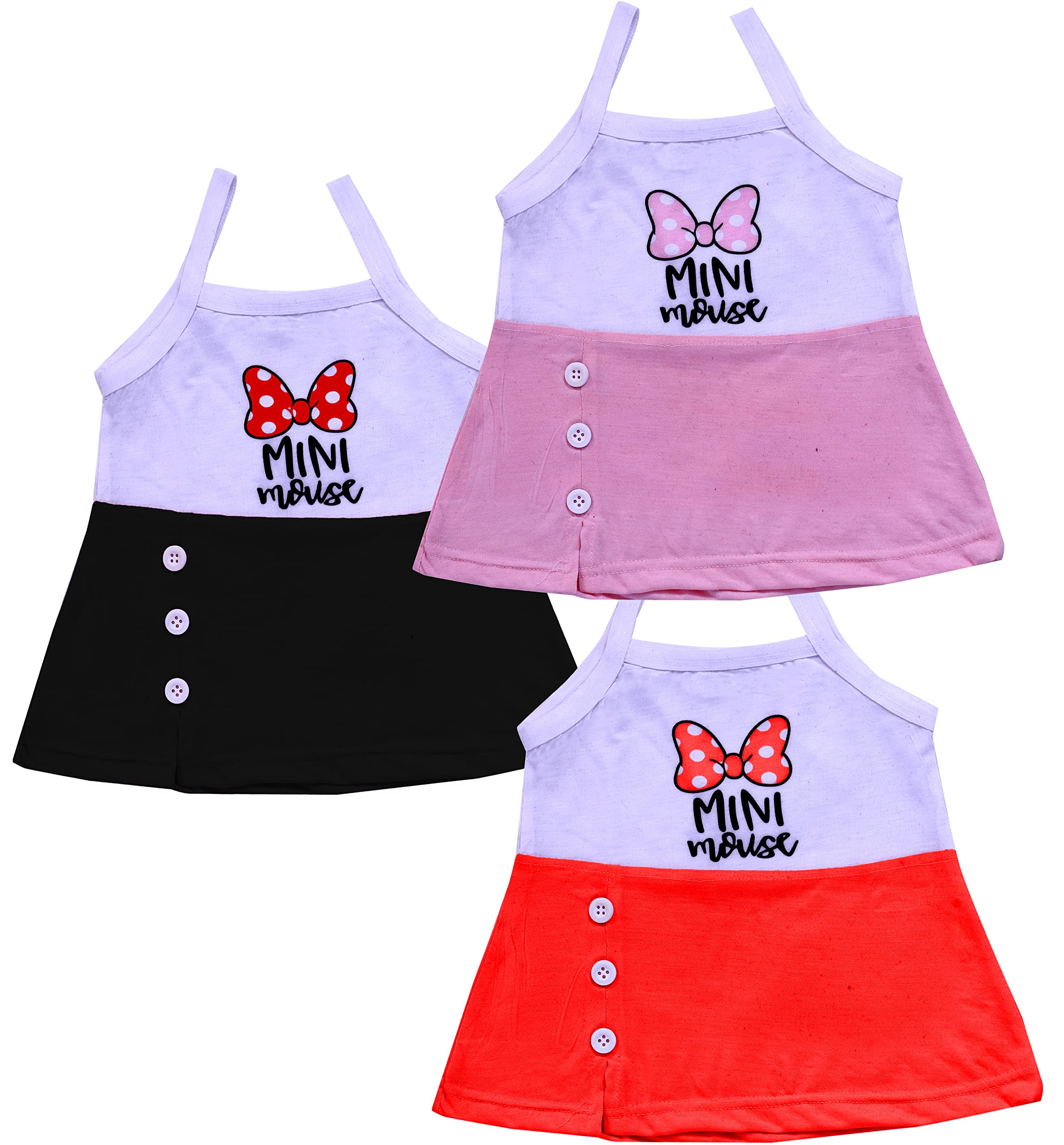 ICABLE Baby Girls Cotton Blend Printed Dress with Spaghetti Strap - 2 Pack Set for Summer Playdates & Birthday Parties