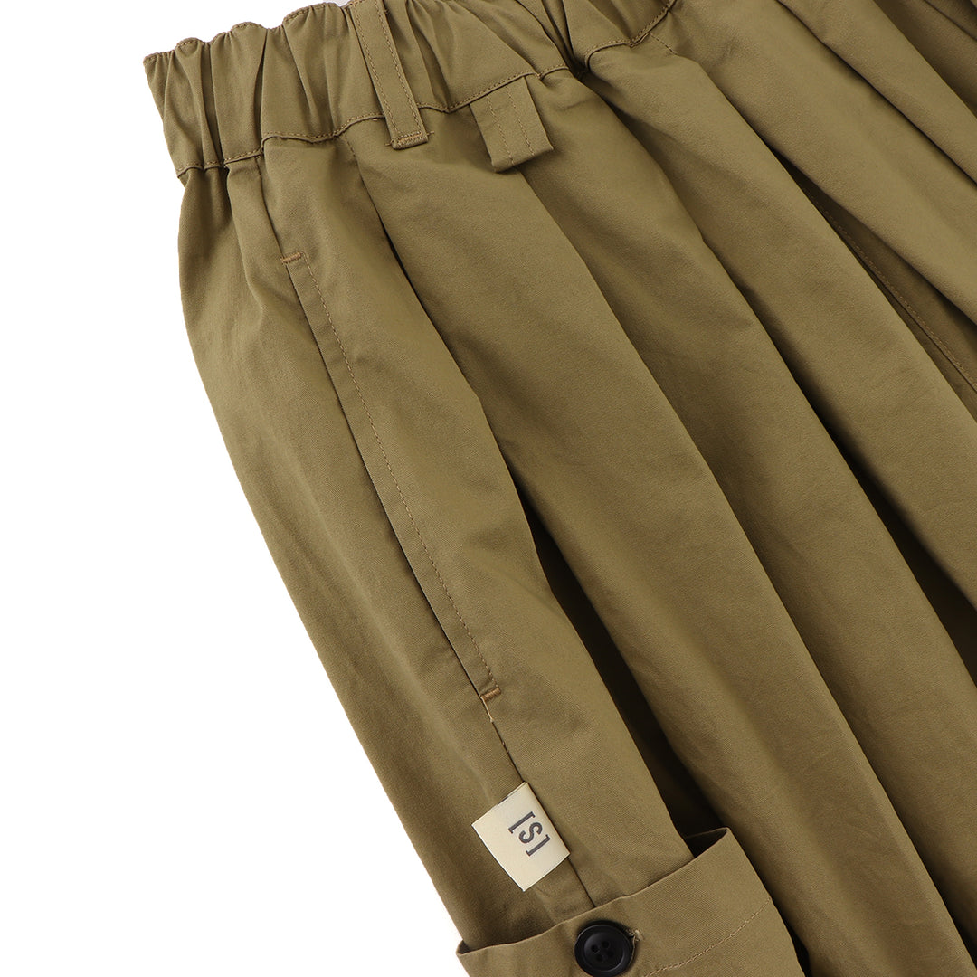 ASUSL Patch Pockets Balloon Pants Khaki - Trendy High Waisted Wide Leg Trousers for Women | Casual Streetwear, Travel & Photoshoot Outfits