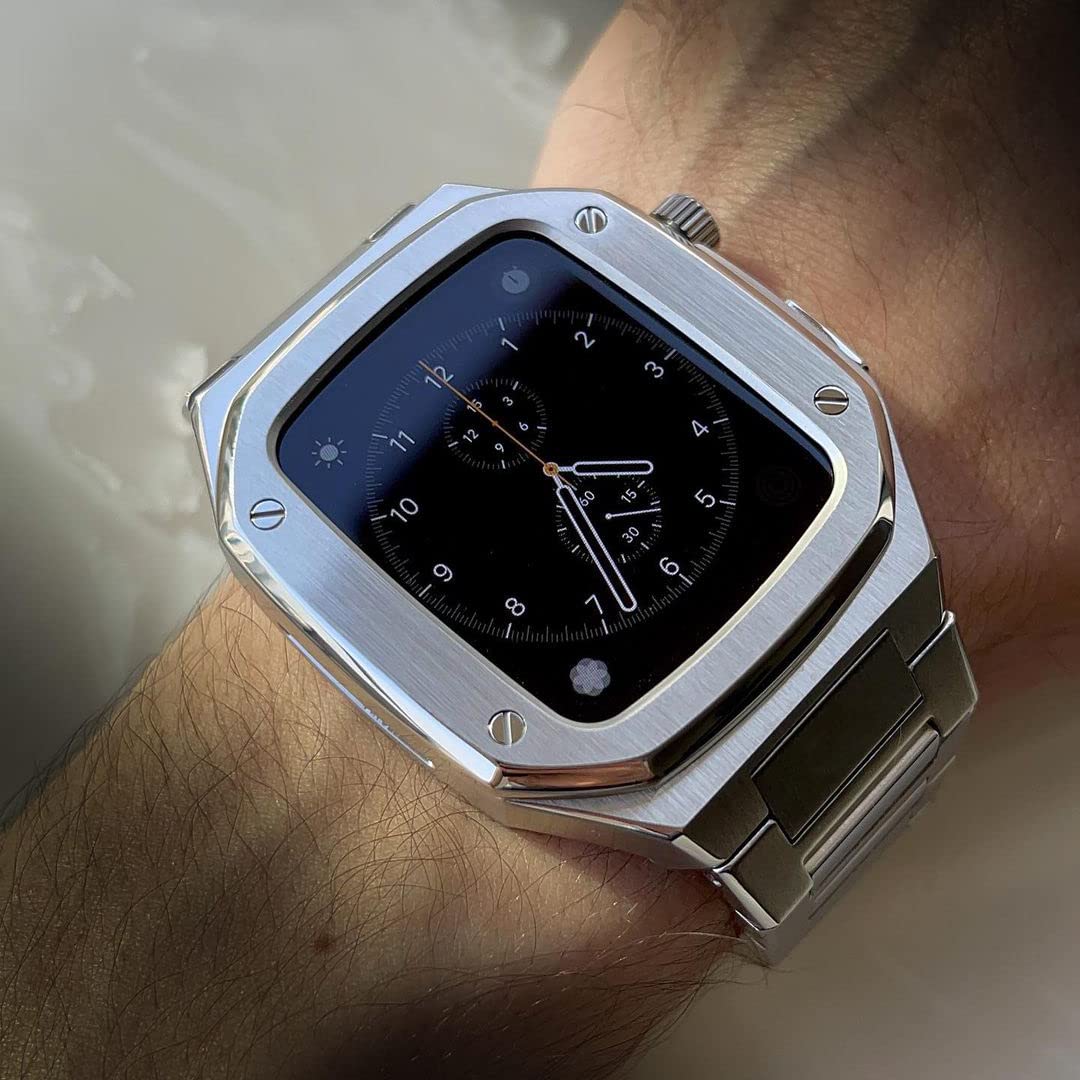 Premium 316L Stainless Steel Rugged Metal Case Band for Apple Watch 41mm 44mm 45mm - Protective Cover for iWatch Series 9/8/7/6/5/4/SE - Durable Luxury Watch Band for Workout, Outdoor & Everyday Use