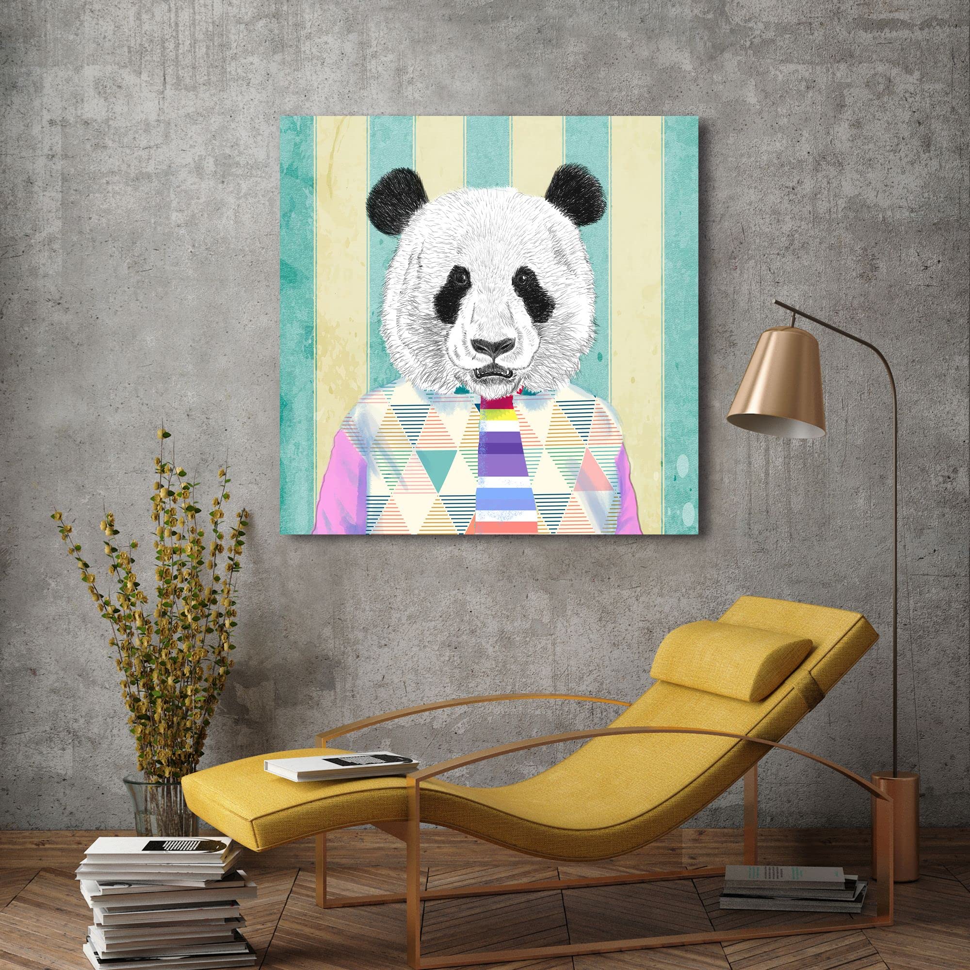 Modern Pop Art Canvas Print - 'Cafe' by Matt Spencer, The Dude (Detail) - 50x50 cm Wall Decor for Living Room, Bedroom & Office