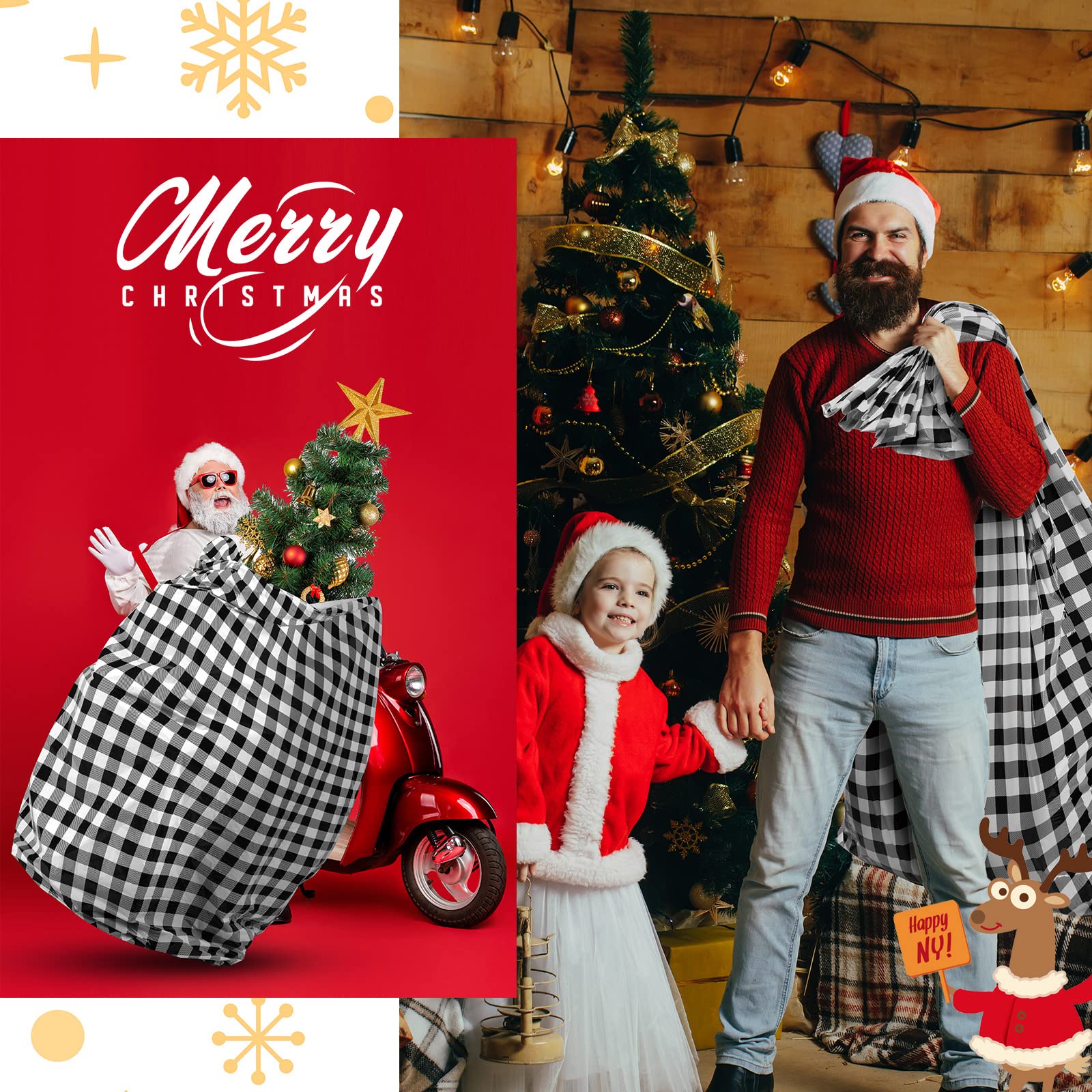 Teling Christmas Tree Storage Bag - Large Xmas Tree Removal & Disposal Bag for 7.5 ft Artificial Trees (Black & White) | Holiday Decoration Storage Solution for Attics, Garages & Basements