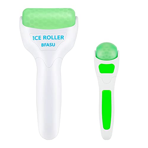 BFASU Ice Roller & Face Roller Set - 2PC Cooling Massage Tools with Mini Roller for Eyes, Face & Body - Reduce Puffiness, Fine Lines & Pain Relief (Green) - Perfect for Skincare Routine, Morning Depuffing & Post-Workout Recovery