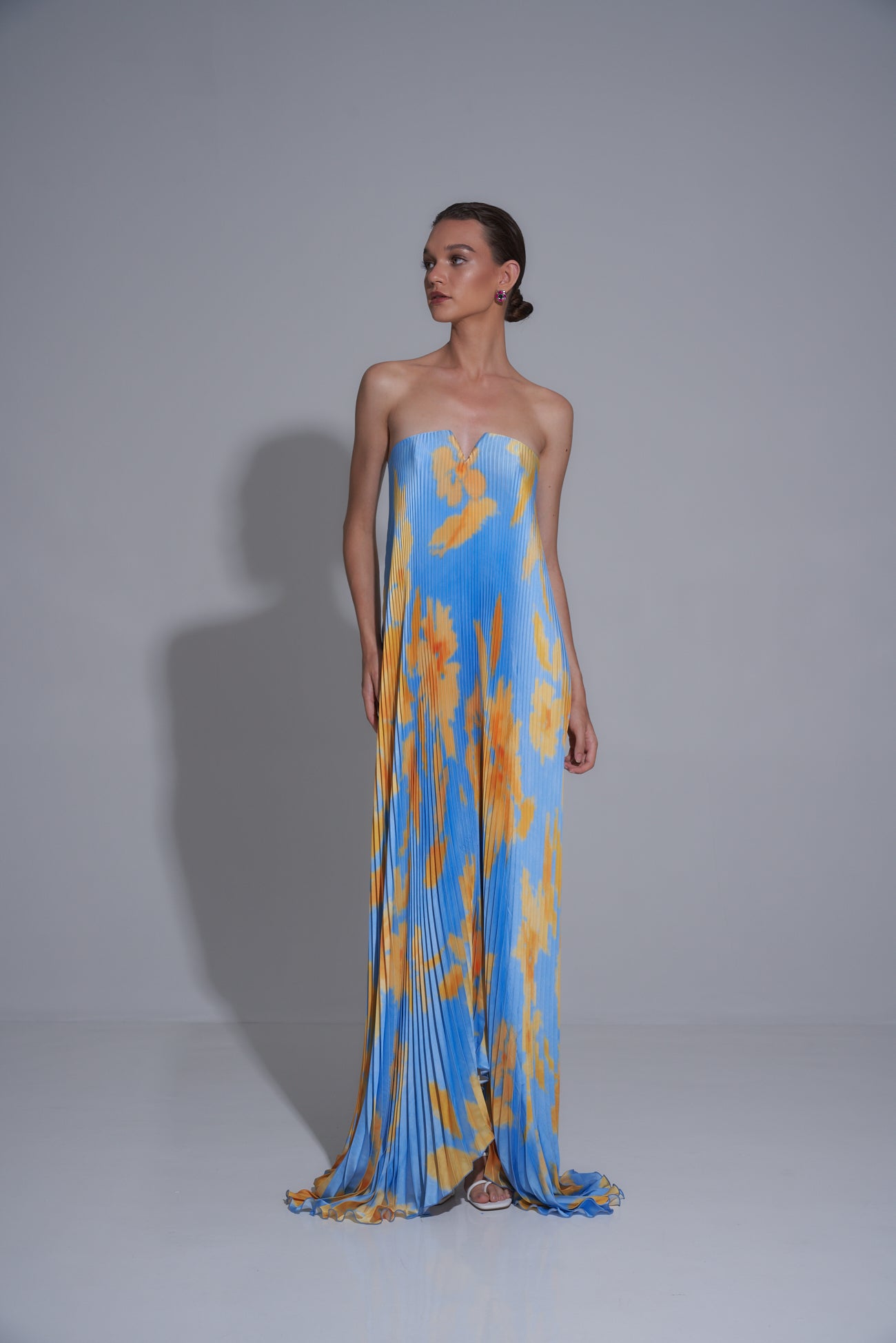 Elegant Black Tie Gown in Jardin Blue - Perfect for Evening Galas, Proms & Formal Events