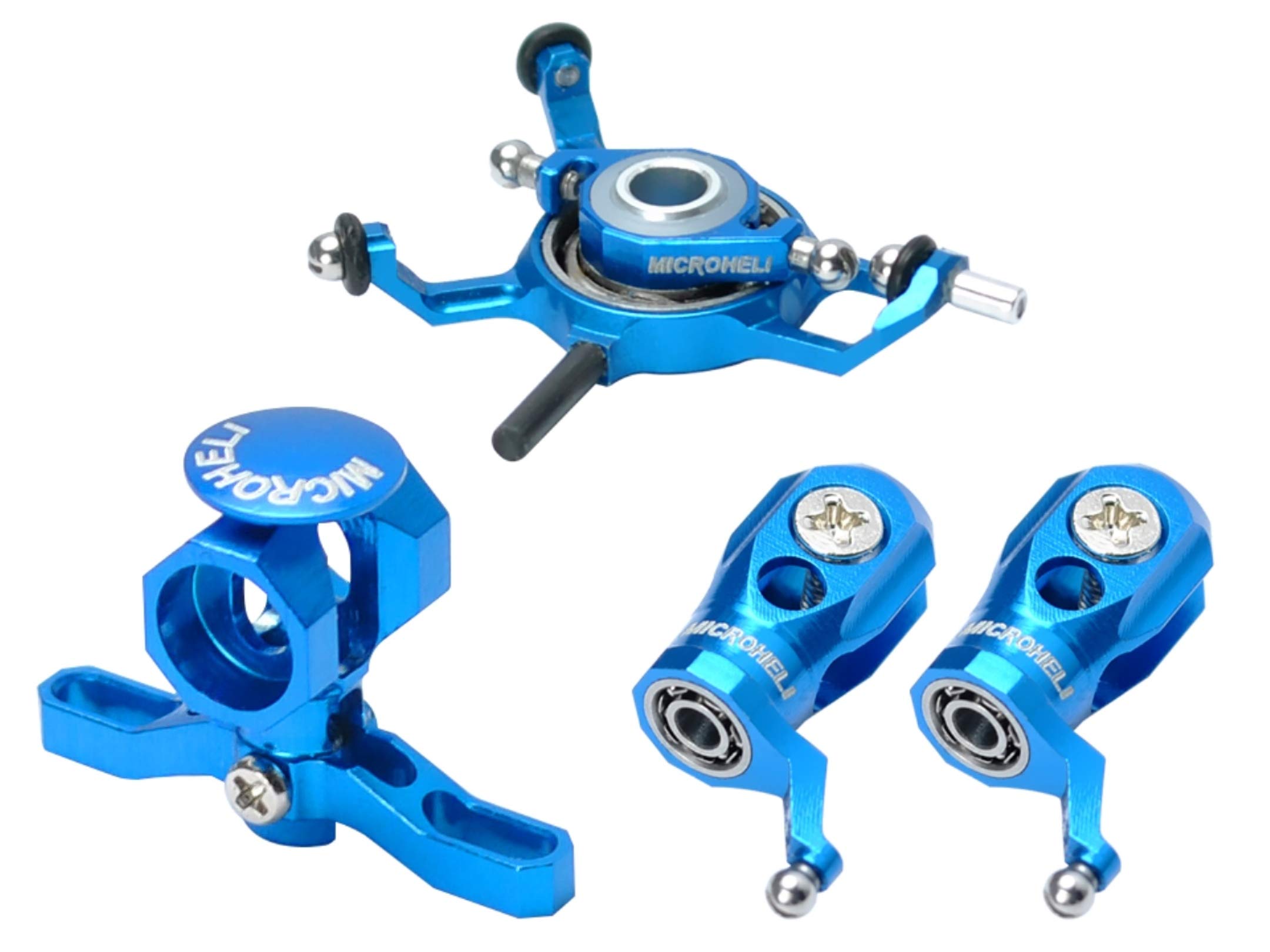 Microheli CNC Aluminum Blade mCPX BL Power Package (Blue) - Upgrade Kit for Blade MCPXBL & BL2 Helicopters (MCPXBL-PWRB) | High-Performance RC Drone Parts for Aerial Photography & FPV Racing