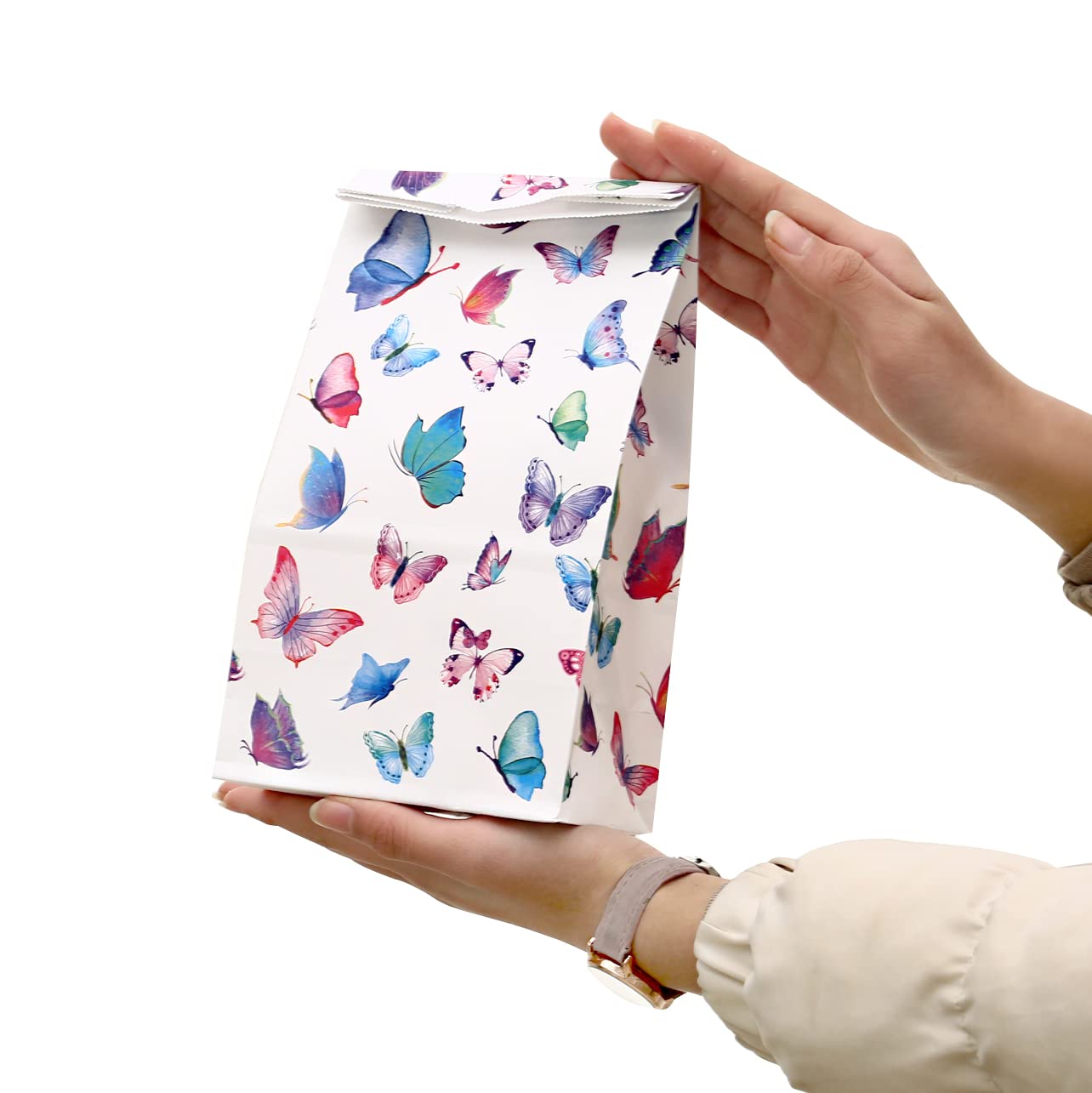 25Pcs Thickened Butterfly Favor Bags for Kids Birthday Party - Small Gift Goodie Bags with Handles - Perfect for Candy, Toys & Party Favors - Mini Size (WB1)