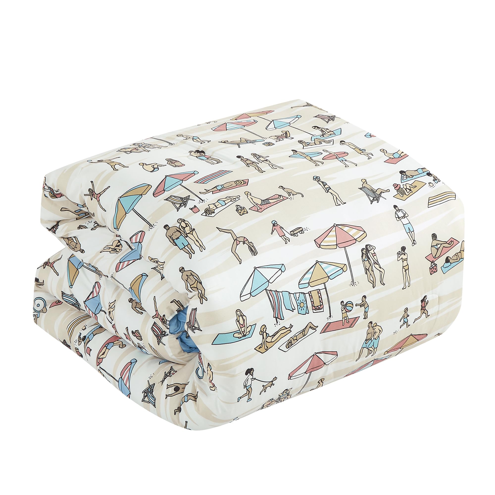 ESCA Kids Coastal Beach Surfing Comforter Set - Full/Queen Size Blue Ocean Theme Bedding with Surfboard Throw Pillow for Boys & Girls | Perfect for Beach House, Summer Camp & Surf-Themed Bedrooms