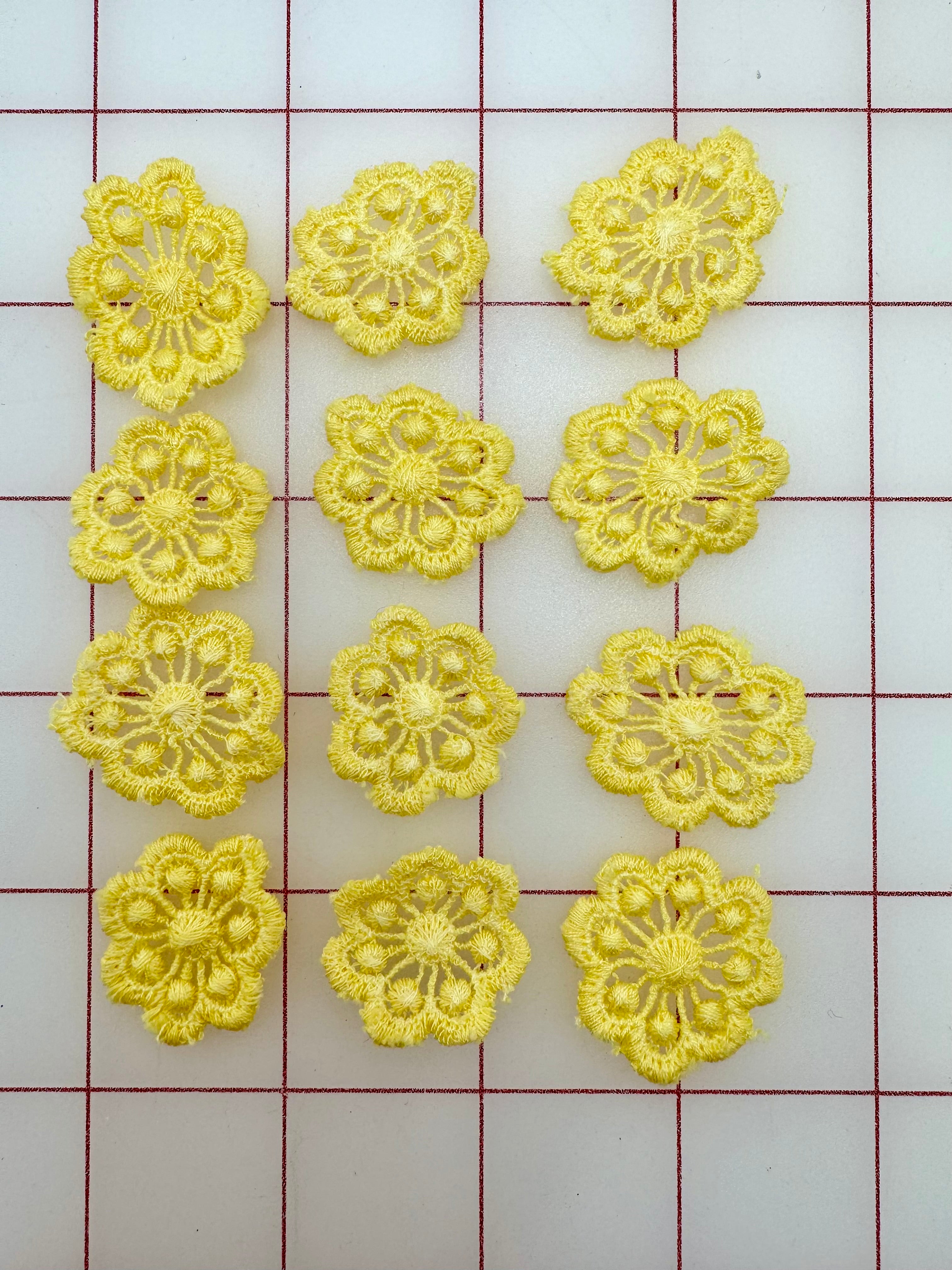 12pcs Yellow Applique Flowers for DIY Crafts, Sewing, Embroidery & Home Decor - Perfect for Dresses, Hats, Bags & Scrapbooking