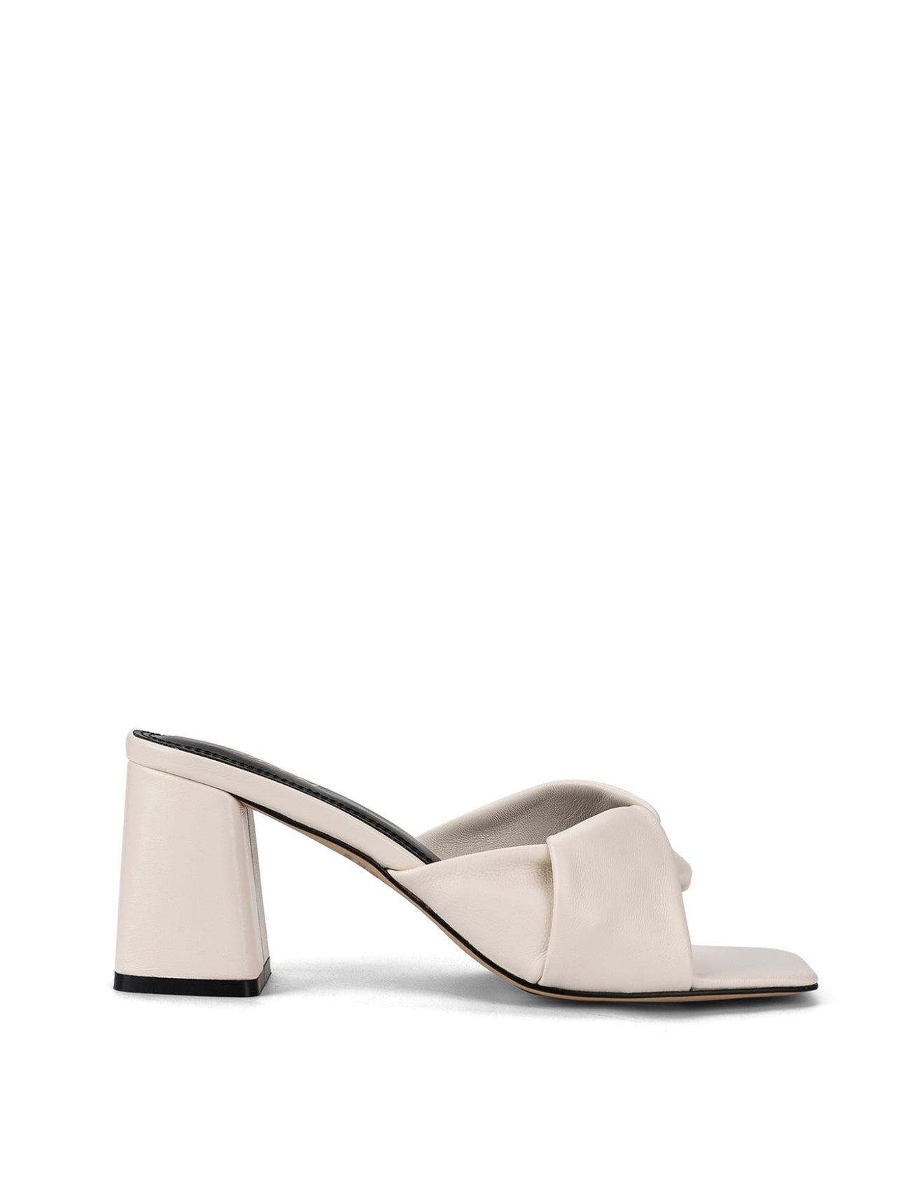 Stylish Story Block Heel Mules in Chalk White Leather - Perfect for Office Wear & Casual Outings