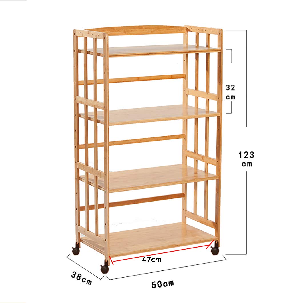 Premium Bamboo Rolling Kitchen Cart - Mobile Serving Bar Cart with Storage Shelf for Dining Room, Bathroom & Home Organization | Perfect for Entertaining, Buffets & Small Space Storage