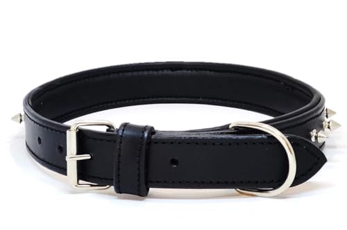 Spiked Dog Collar with Mushroom Rivets - Adjustable Soft PU Leather Studded Pet Collar for Small Dogs, Puppies & Cats - Black Punk Style for Daily Walks, Training & Fashion Accessories
