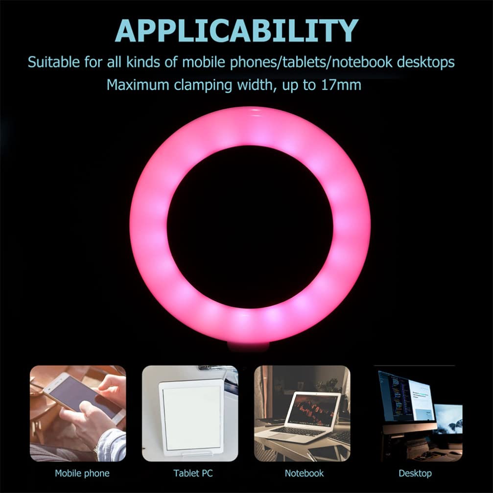 iBasenice Clip-On LED Ring Light with Adjustable Brightness - Perfect for Zoom Meetings, Live Streaming, Makeup & Beauty Videos - Ideal for YouTube, TikTok & Instagram Content Creation
