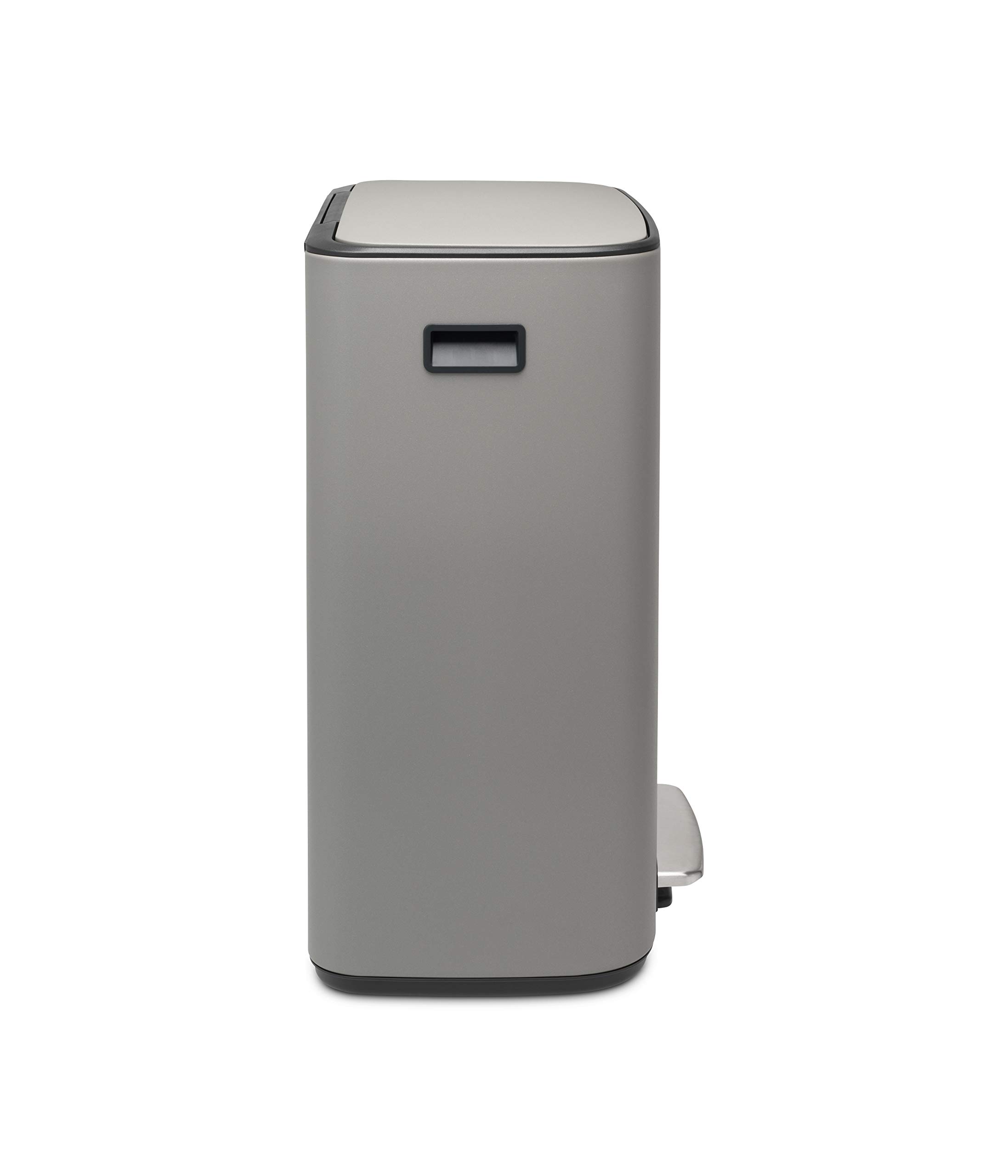 Brabantia Bo Step-On Pedal Trash Can 16 Gallon - Stainless Steel Inner Bucket, Removable Compartment, Mineral Concrete Gray - Perfect for Kitchen, Office & Recycling Waste Disposal
