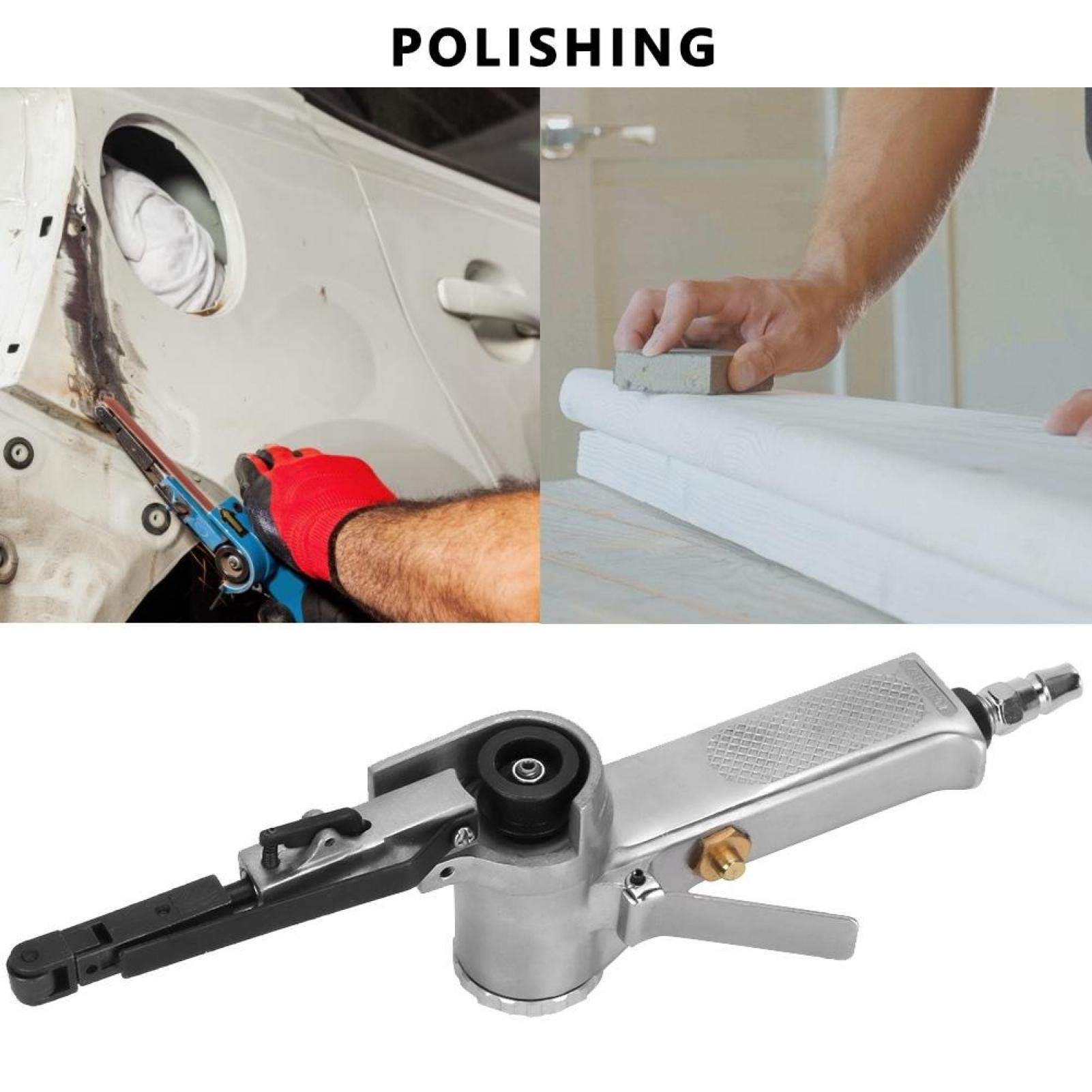 10mm Pneumatic Belt Sander - Air Powered Polisher & Grinder for Deburring, Chamfering & Metal/ Wood Polishing - Perfect for DIY Projects & Professional Workshop Use