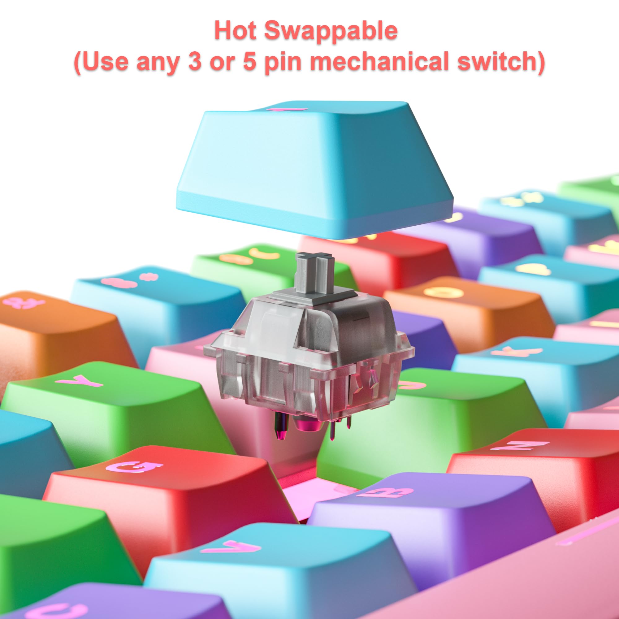 KRAKEN KEYBOARDS Rainbow Edition Kraken Pro 60% Hot-Swappable Mechanical Gaming Keyboard - RGB Backlit, Silver Switches - Compatible with PC, Mac, Xbox & PlayStation - Perfect for Esports, Streaming & Office Work