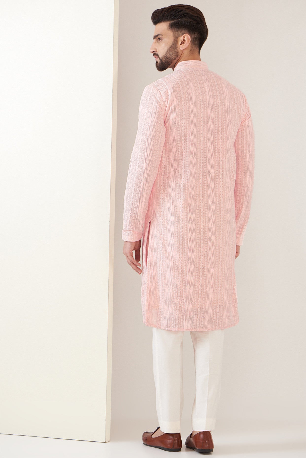 Elegant Pink Chikankari Kurta for Women - Traditional Indian Embroidered Tunic Top - Perfect for Festivals, Weddings & Casual Wear