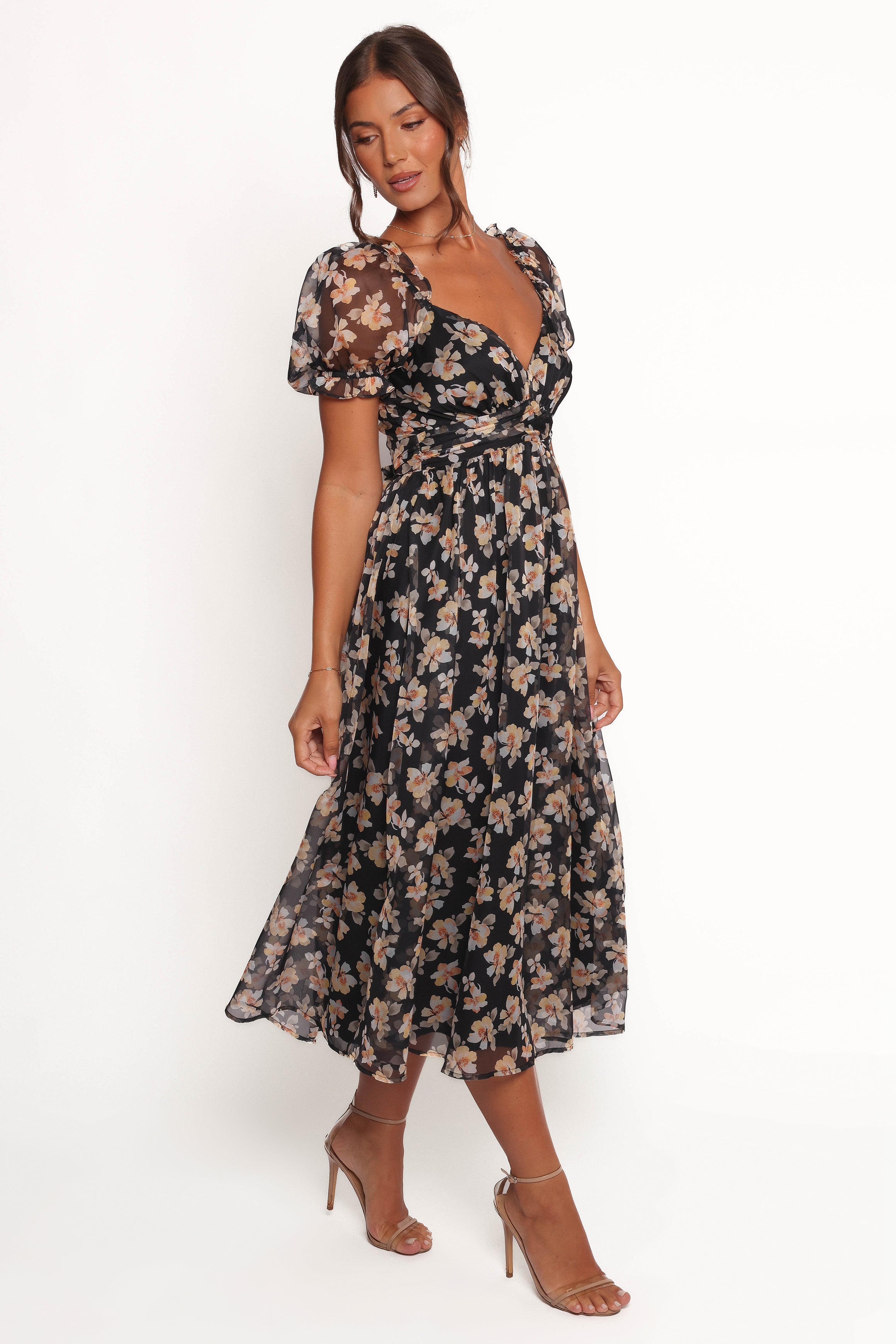 Farryn Maxi Dress - Black & Beige Floral Print Women's Summer Dress | Perfect for Beach, Vacation & Casual Wear