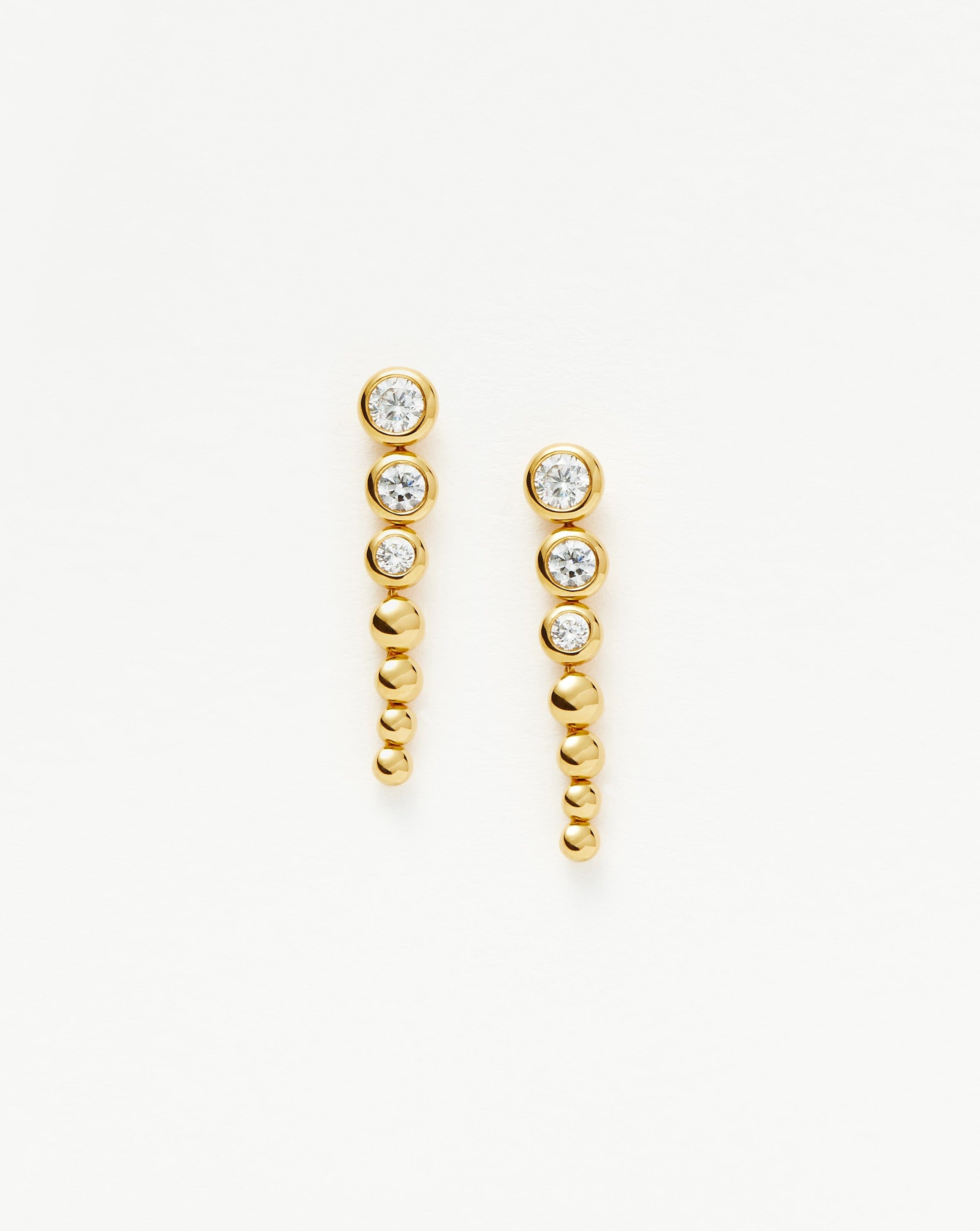 18k Gold Vermeil Tennis Beaded Stone Drop Earrings with Cubic Zirconia | Elegant Dangling Jewelry for Women | Perfect for Weddings, Parties & Special Occasions