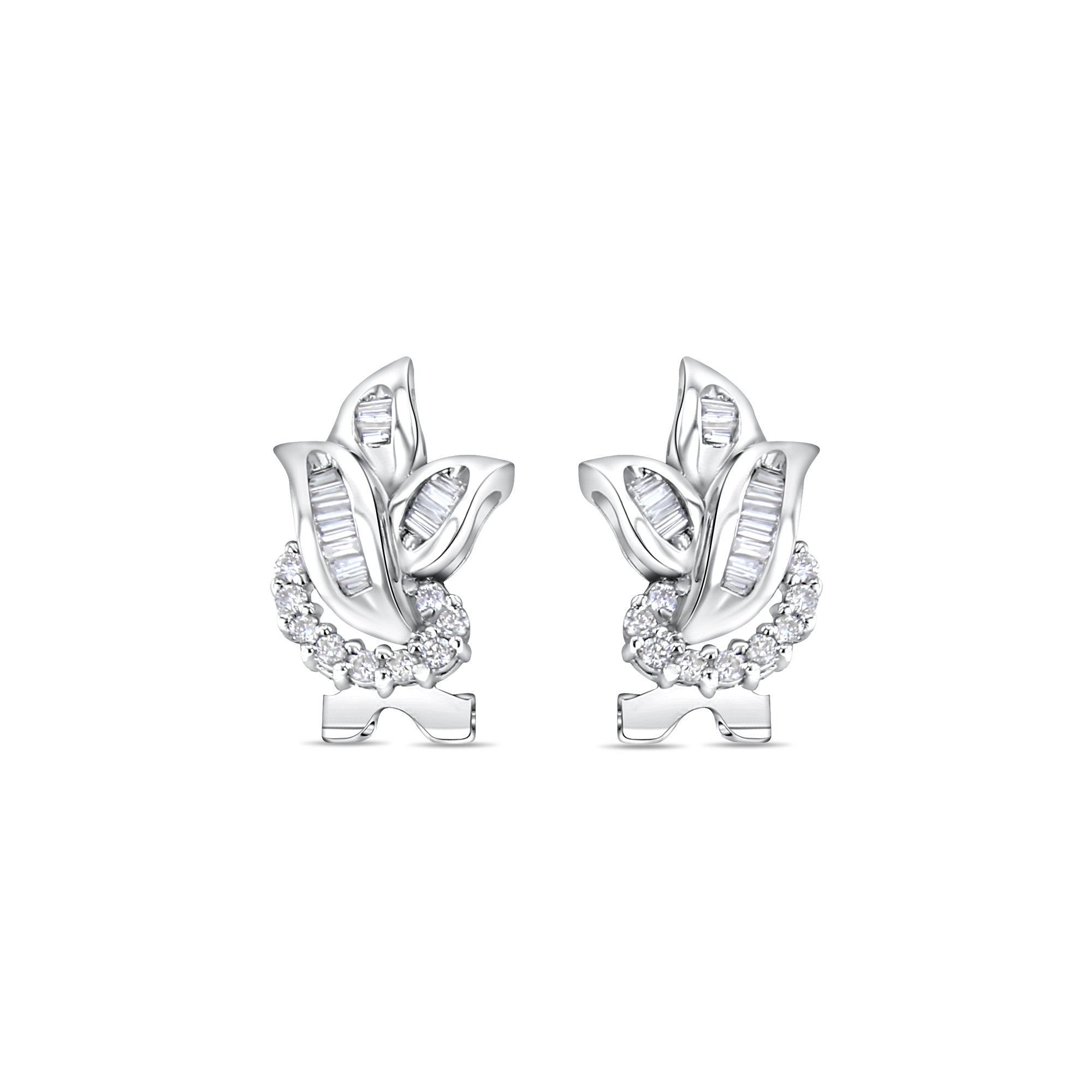 Exquisite Baguette Diamond Leaf Shaped Lever Back Earrings for Women - Elegant Dangle Drop Earrings for Wedding, Party & Special Occasions